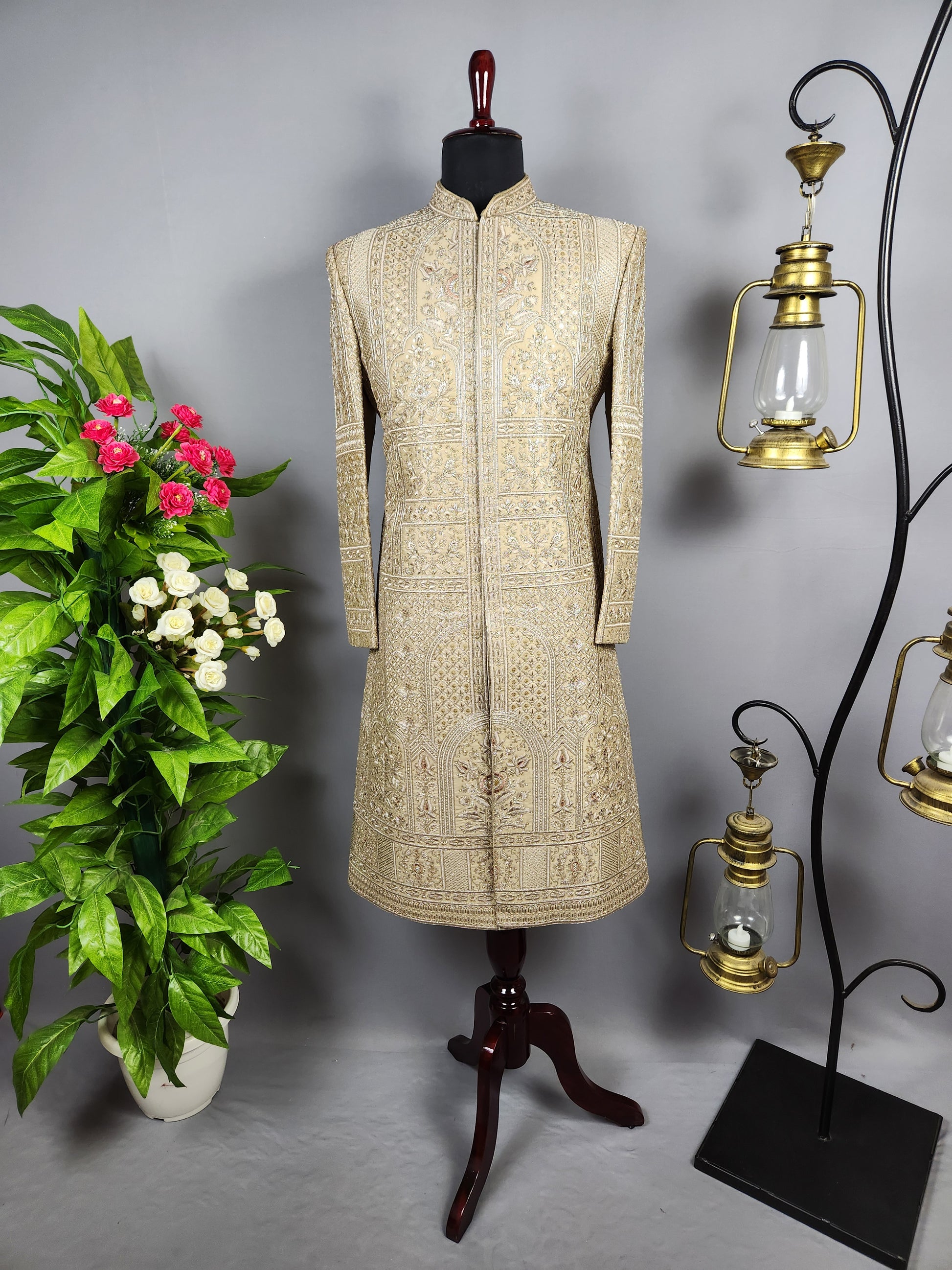 Copper Golden Sherwani for Groom  -   Indian Wedding Outfit for Men