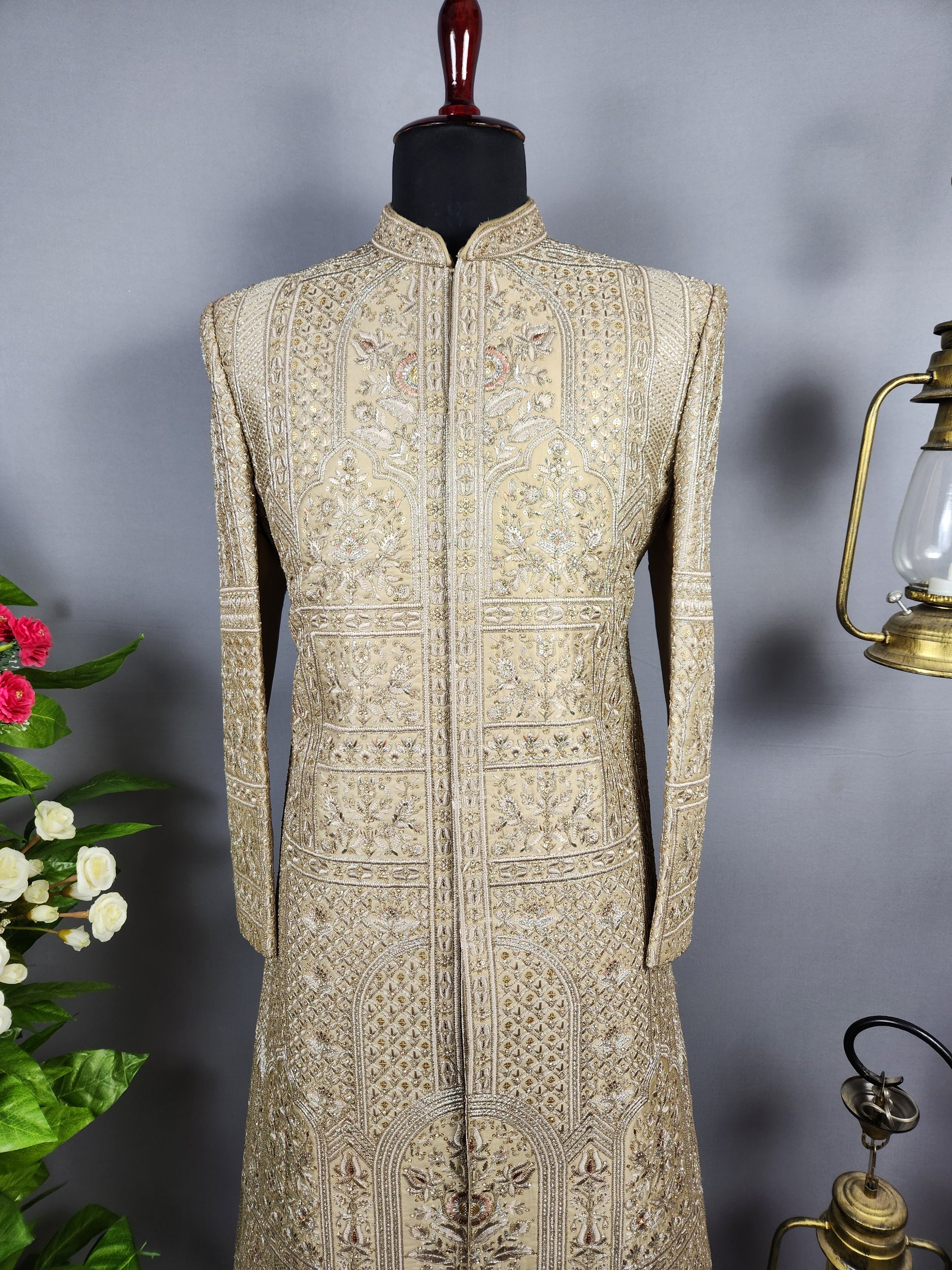 Copper Golden Sherwani for Groom  -   Indian Wedding Outfit for Men