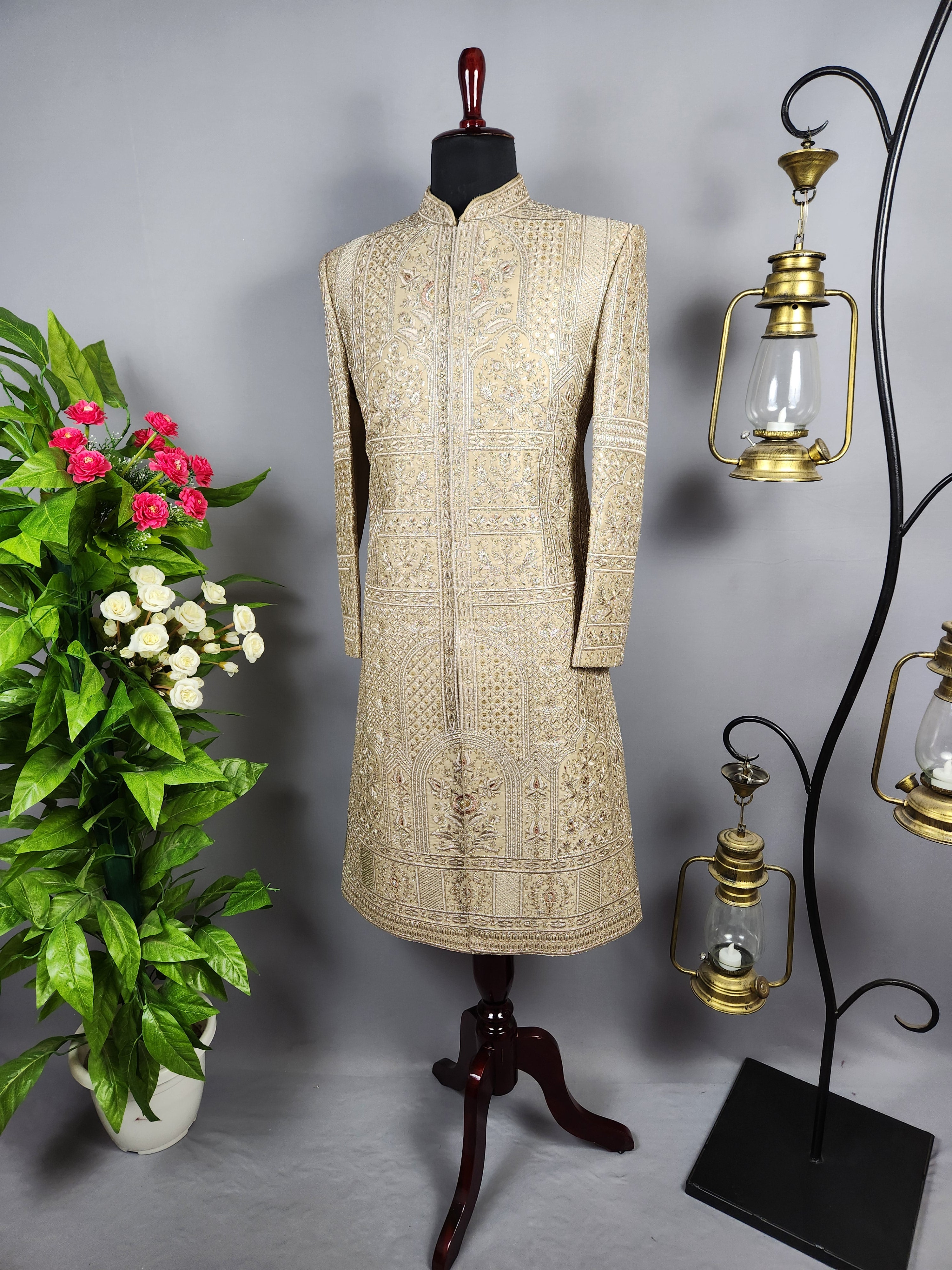 Copper Golden Sherwani for Groom  -   Indian Wedding Outfit for Men