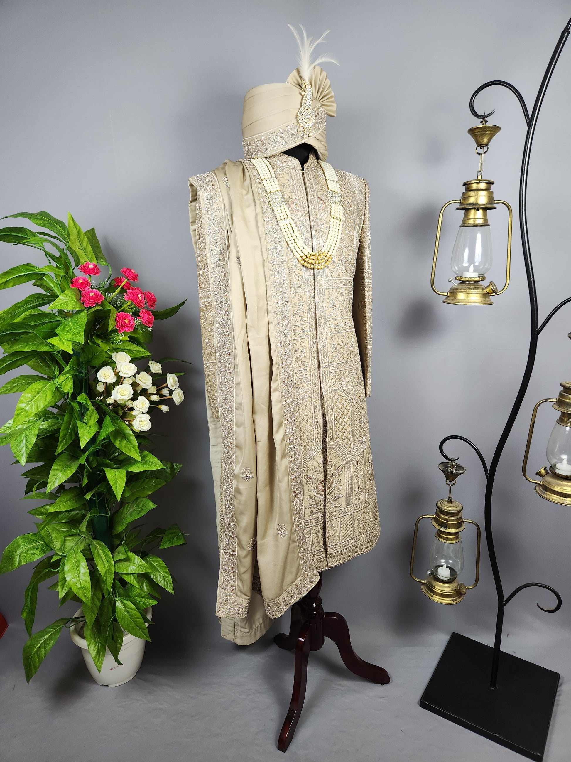 Copper Golden Sherwani for Groom  -   Indian Wedding Outfit for Men