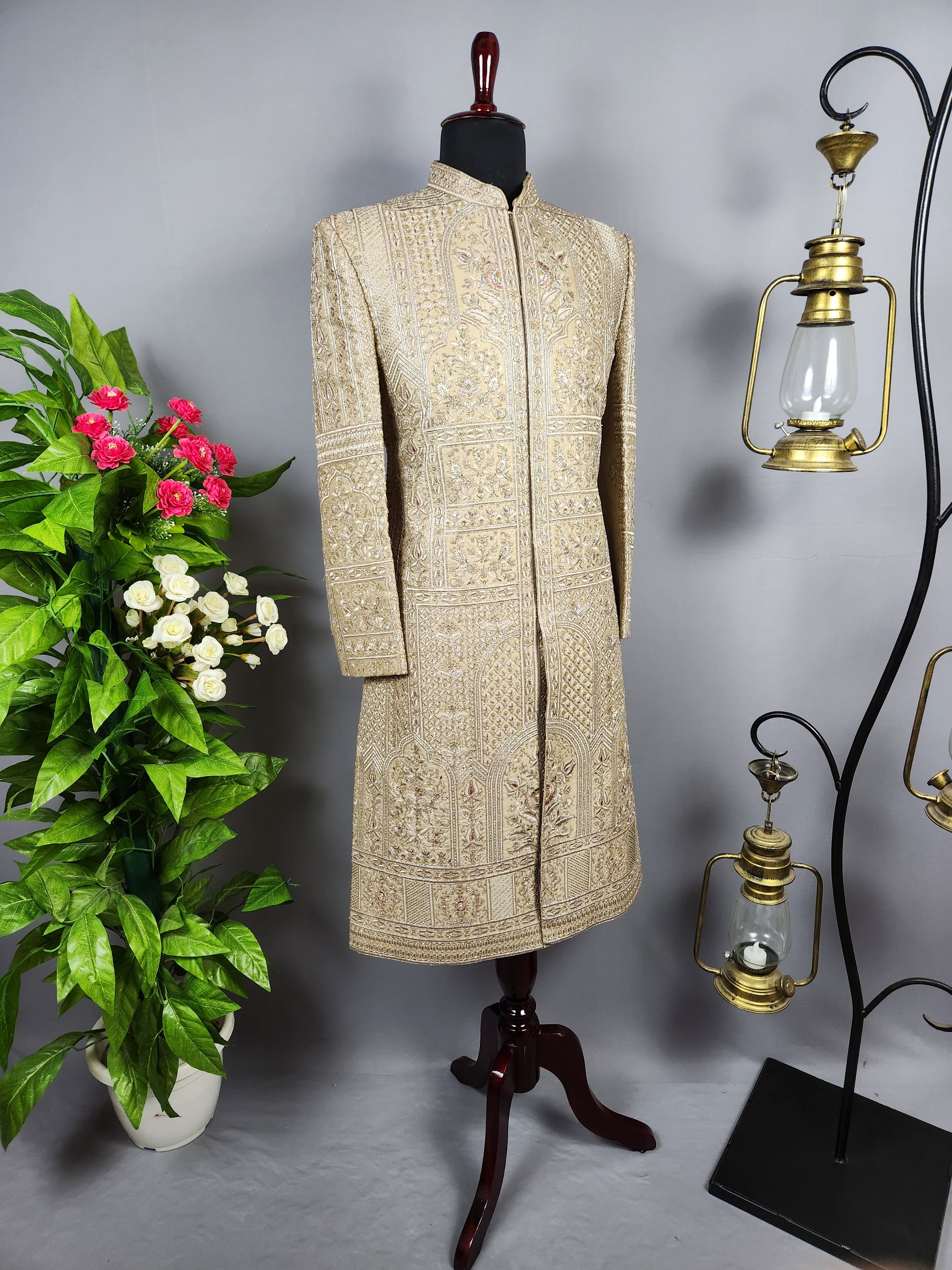 Copper Golden Sherwani for Groom  -   Indian Wedding Outfit for Men