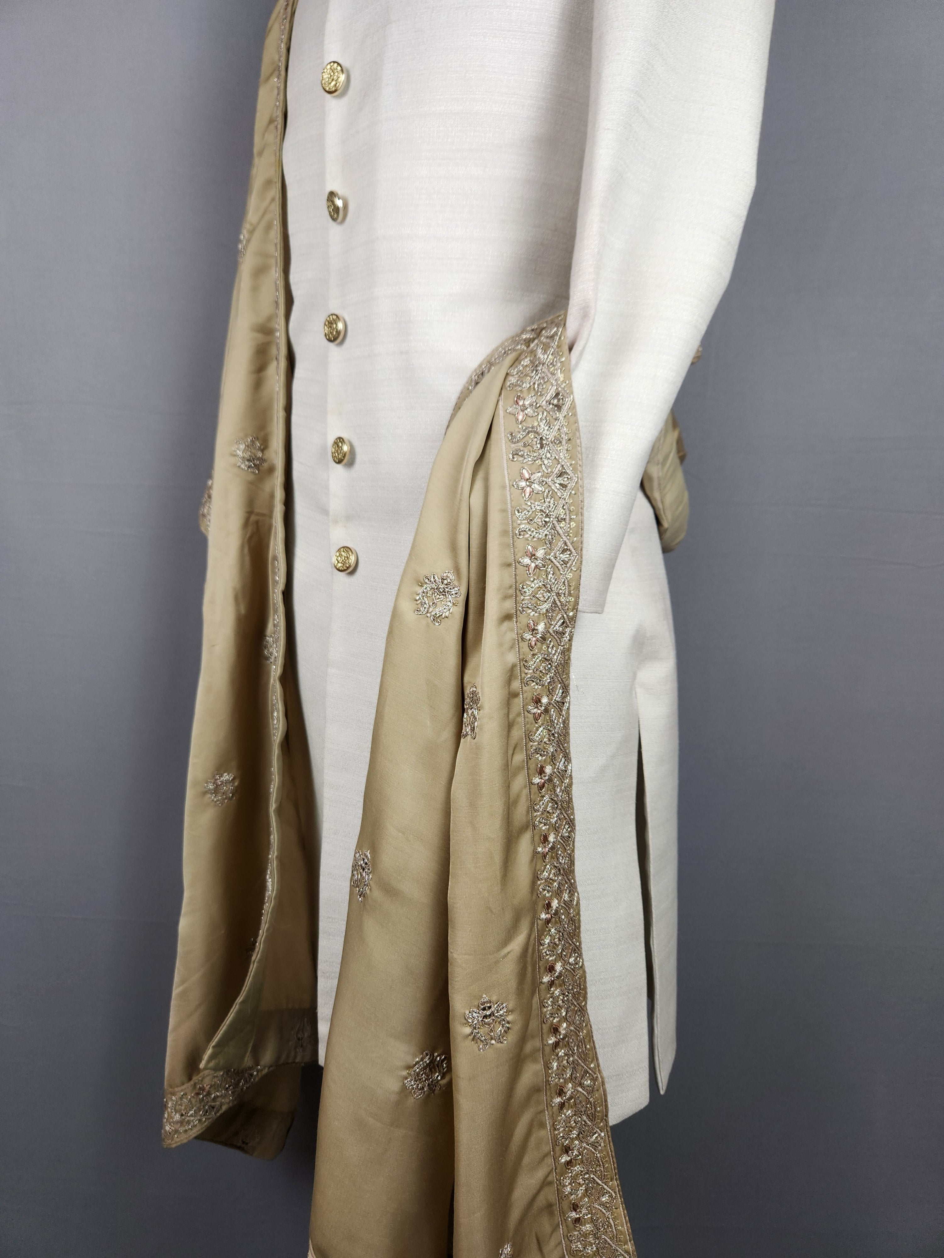 Copper Gold Groom Stole - Copper Gold Embroidered Wedding Shawl