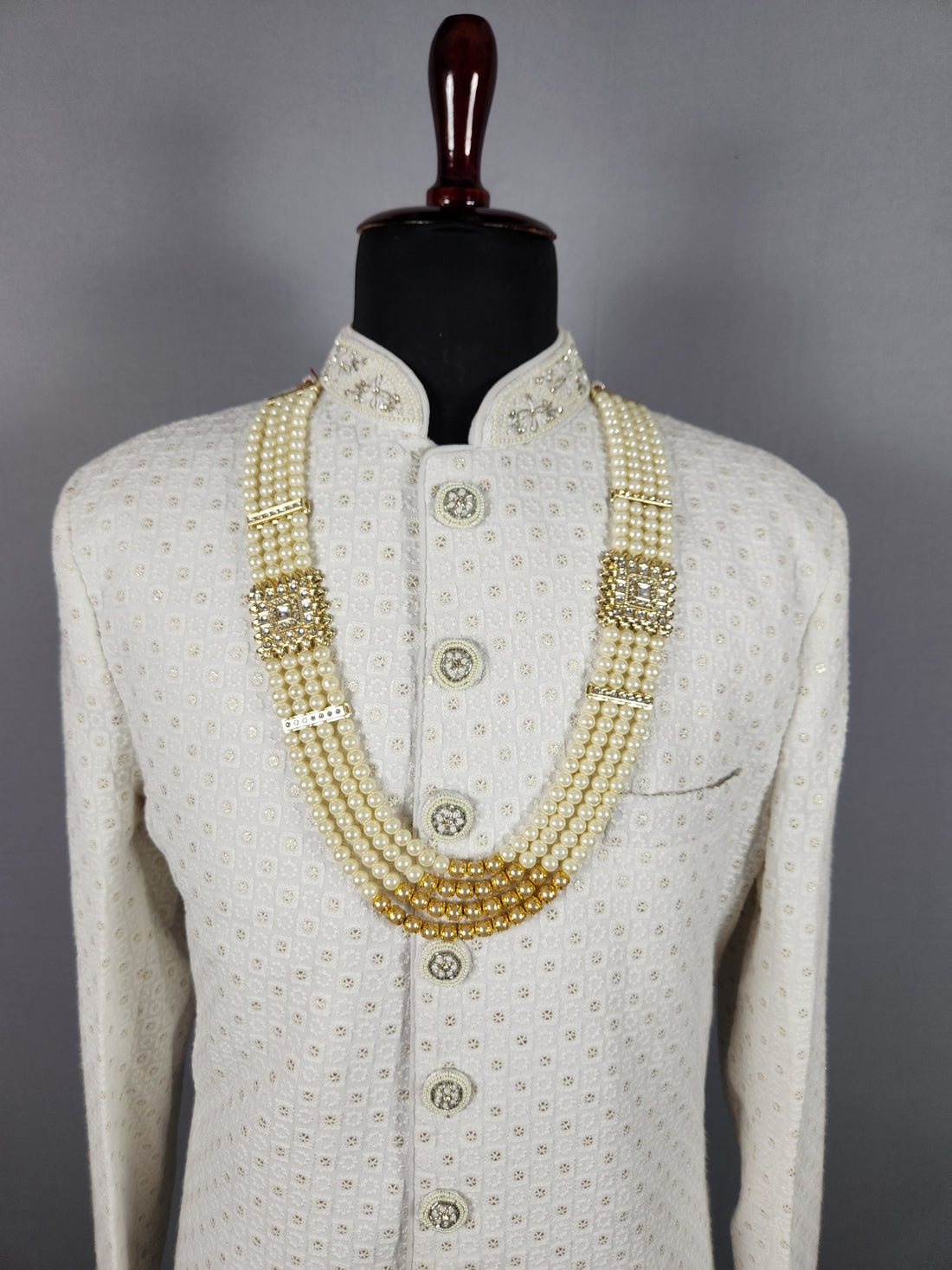 Cream Wedding Necklace  Wedding Mala For Sherwani
