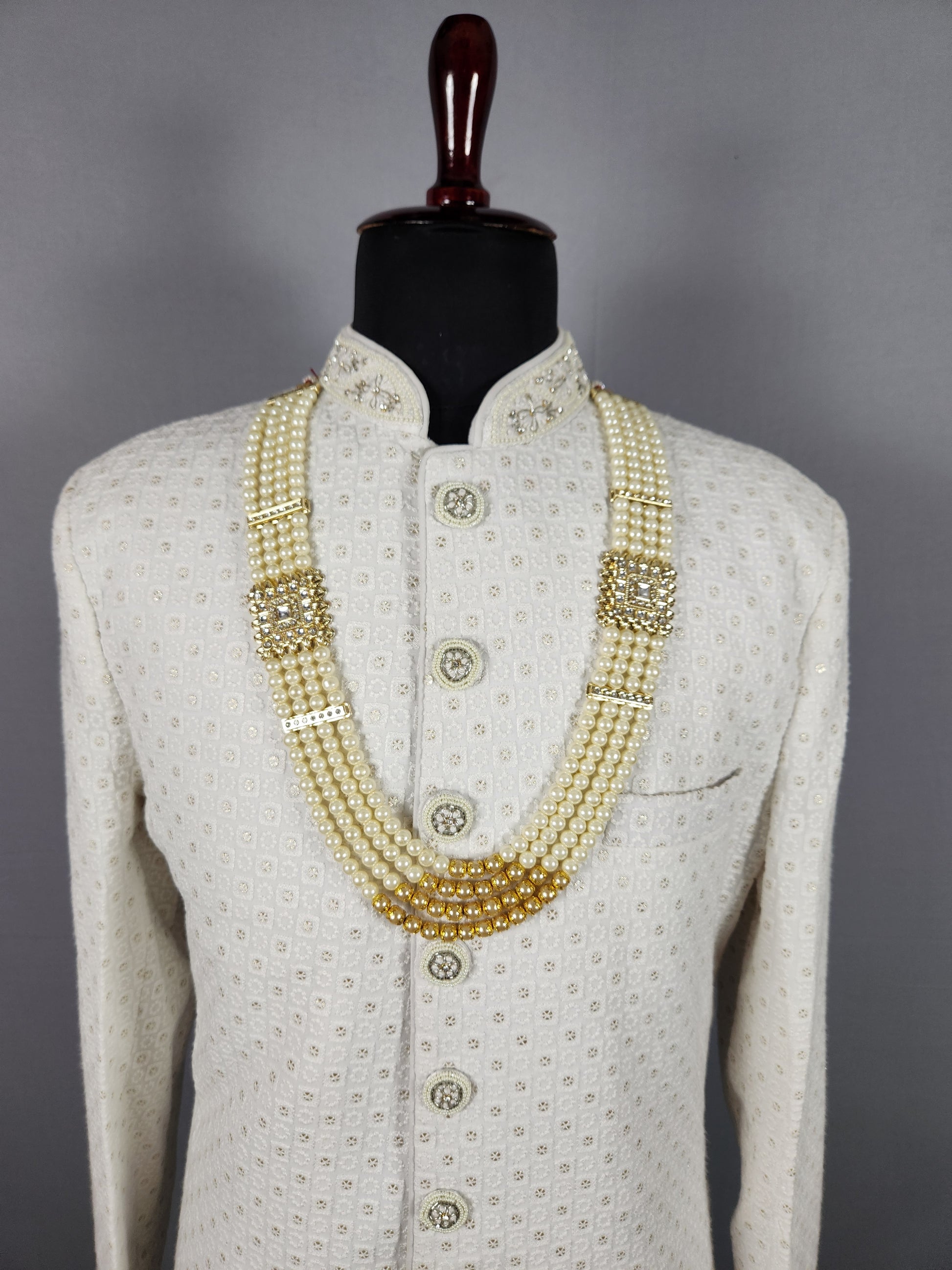 Cream Wedding Necklace  Wedding Mala For Sherwani