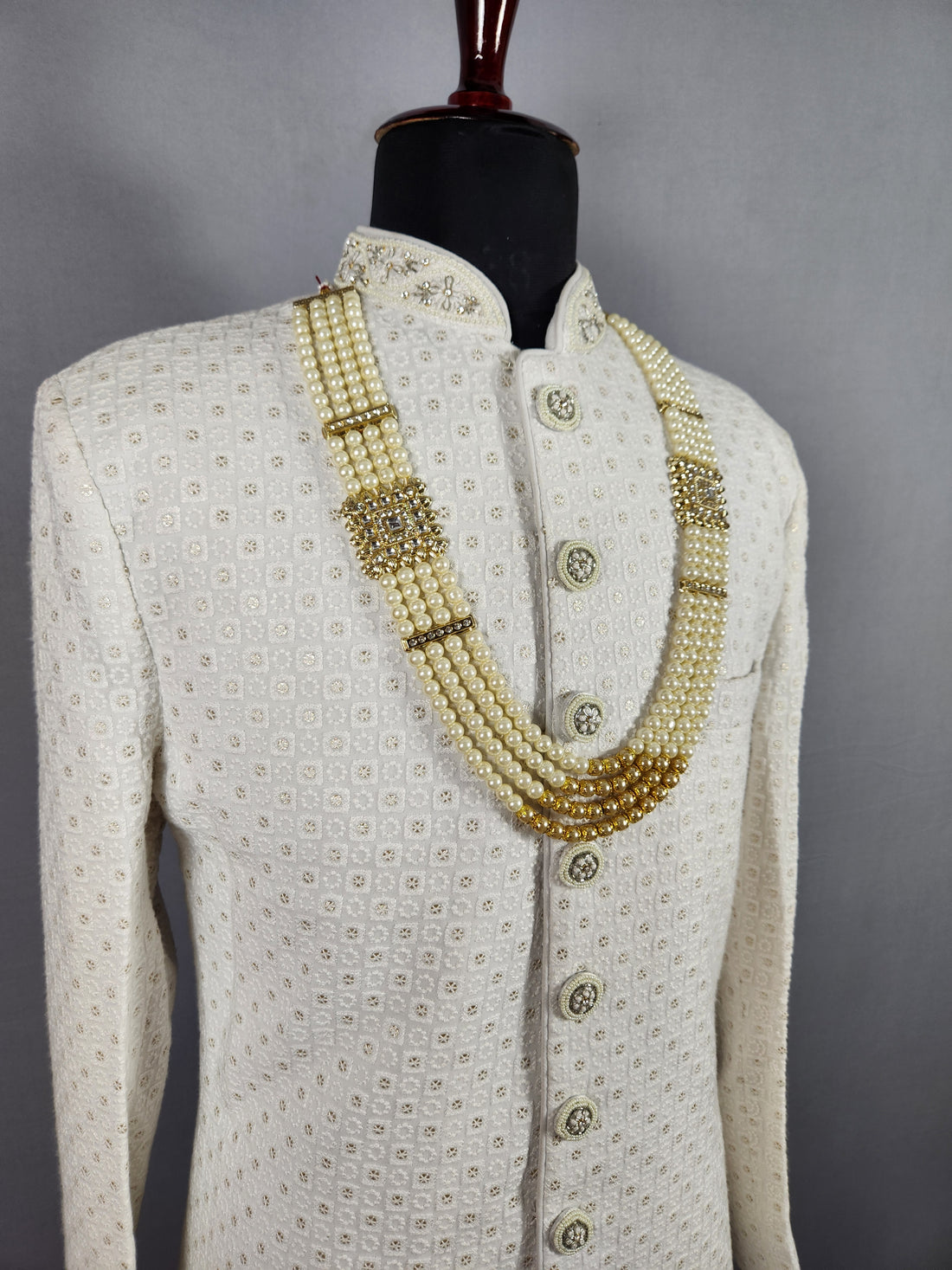 Cream Wedding Necklace  Wedding Mala For Sherwani