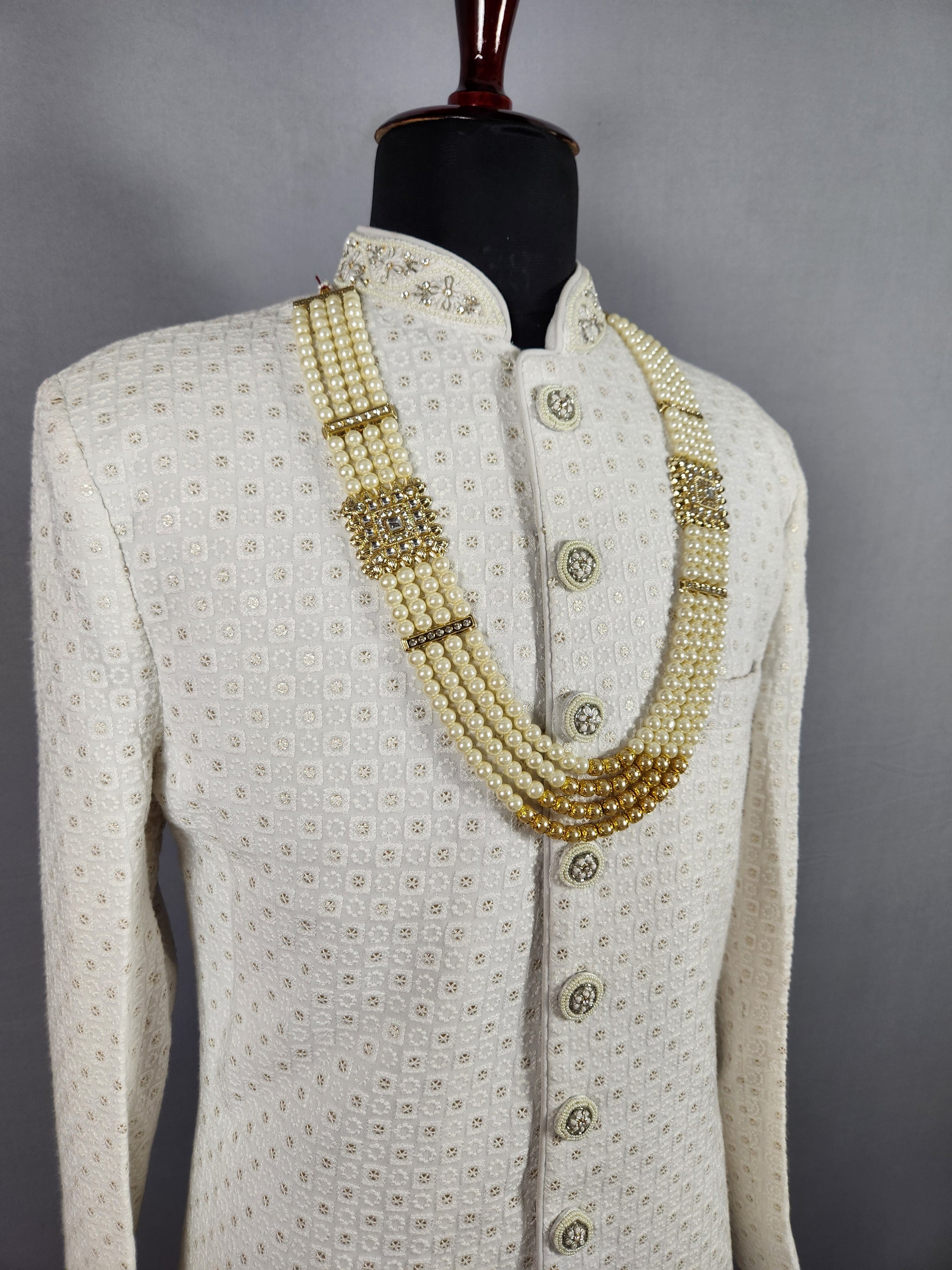 Cream Wedding Necklace  Wedding Mala For Sherwani