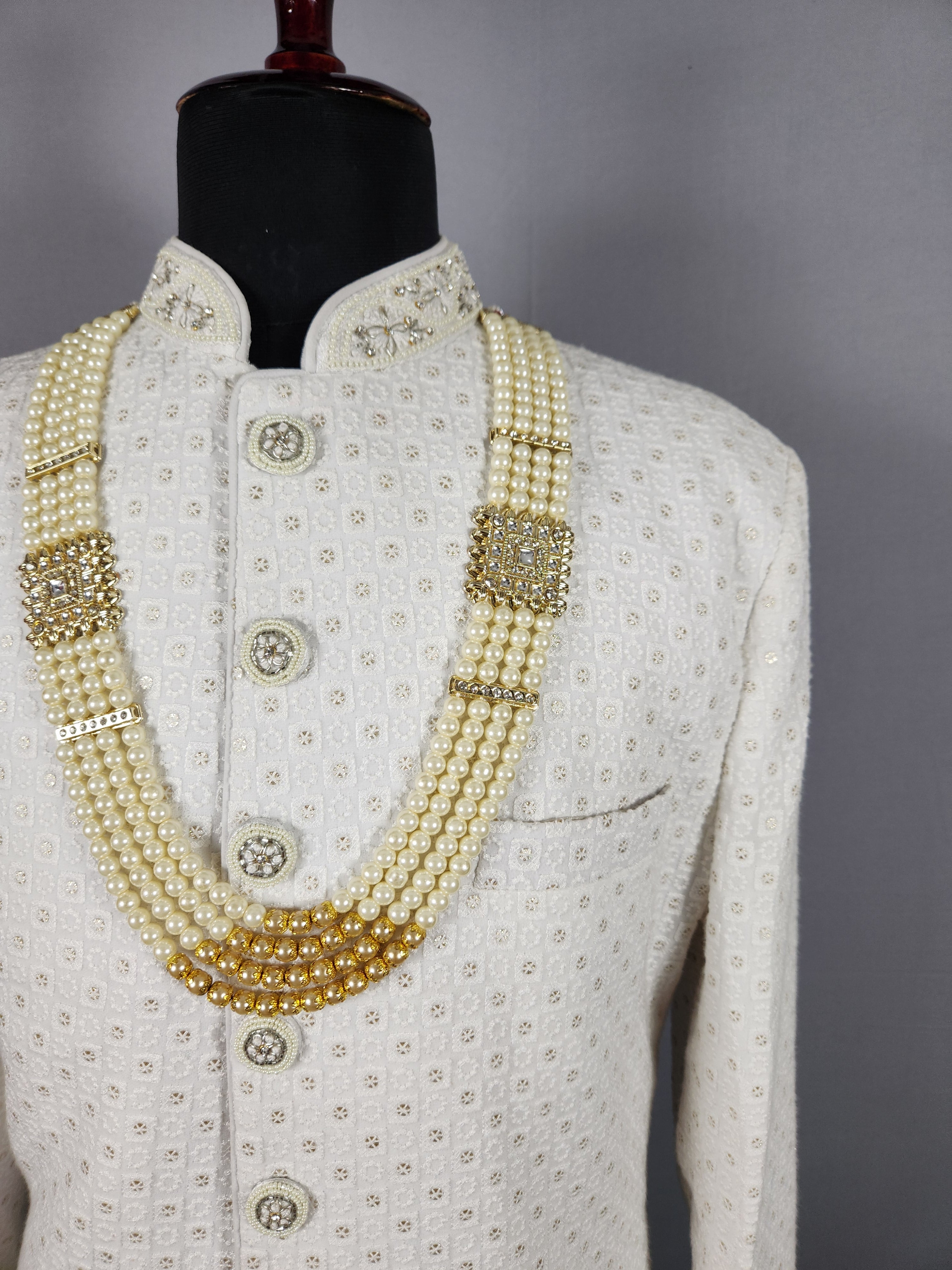 Cream Wedding Necklace  Wedding Mala For Sherwani
