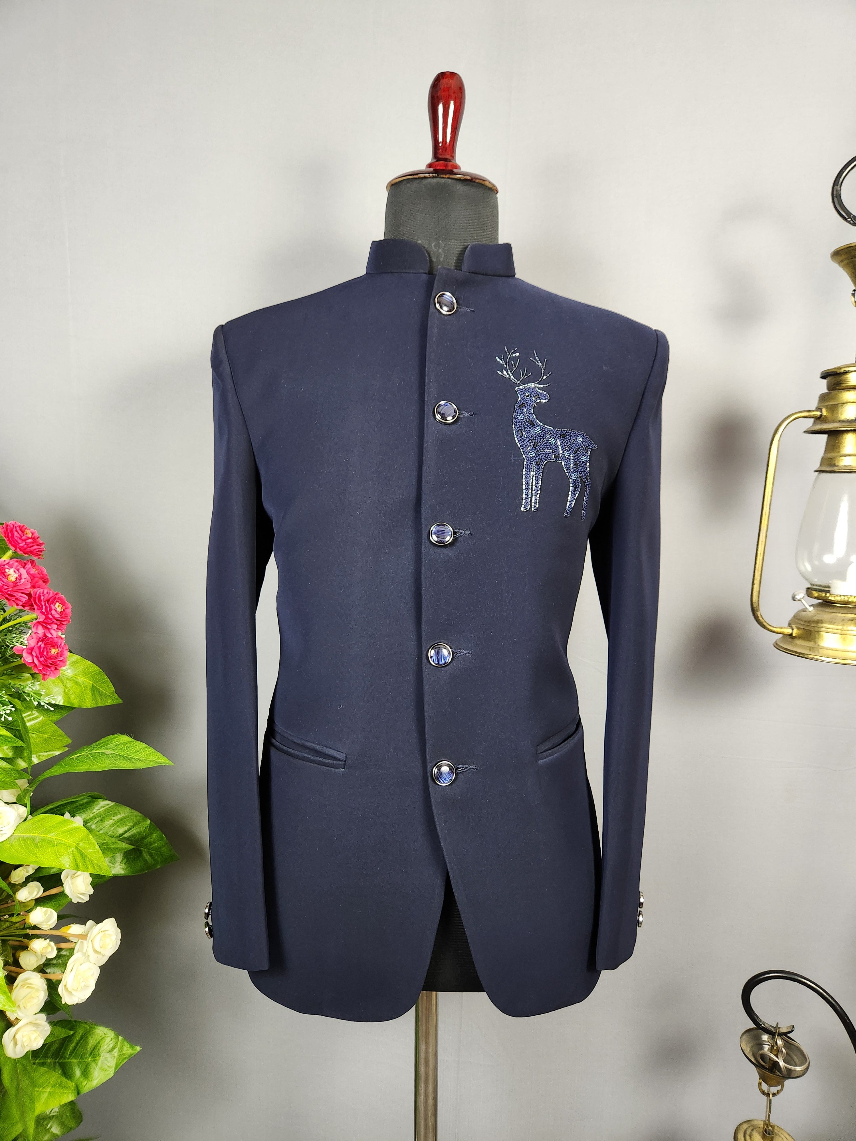 Blue Jodhpuri Suit for Men  -   Indian Wedding Outfit for Men