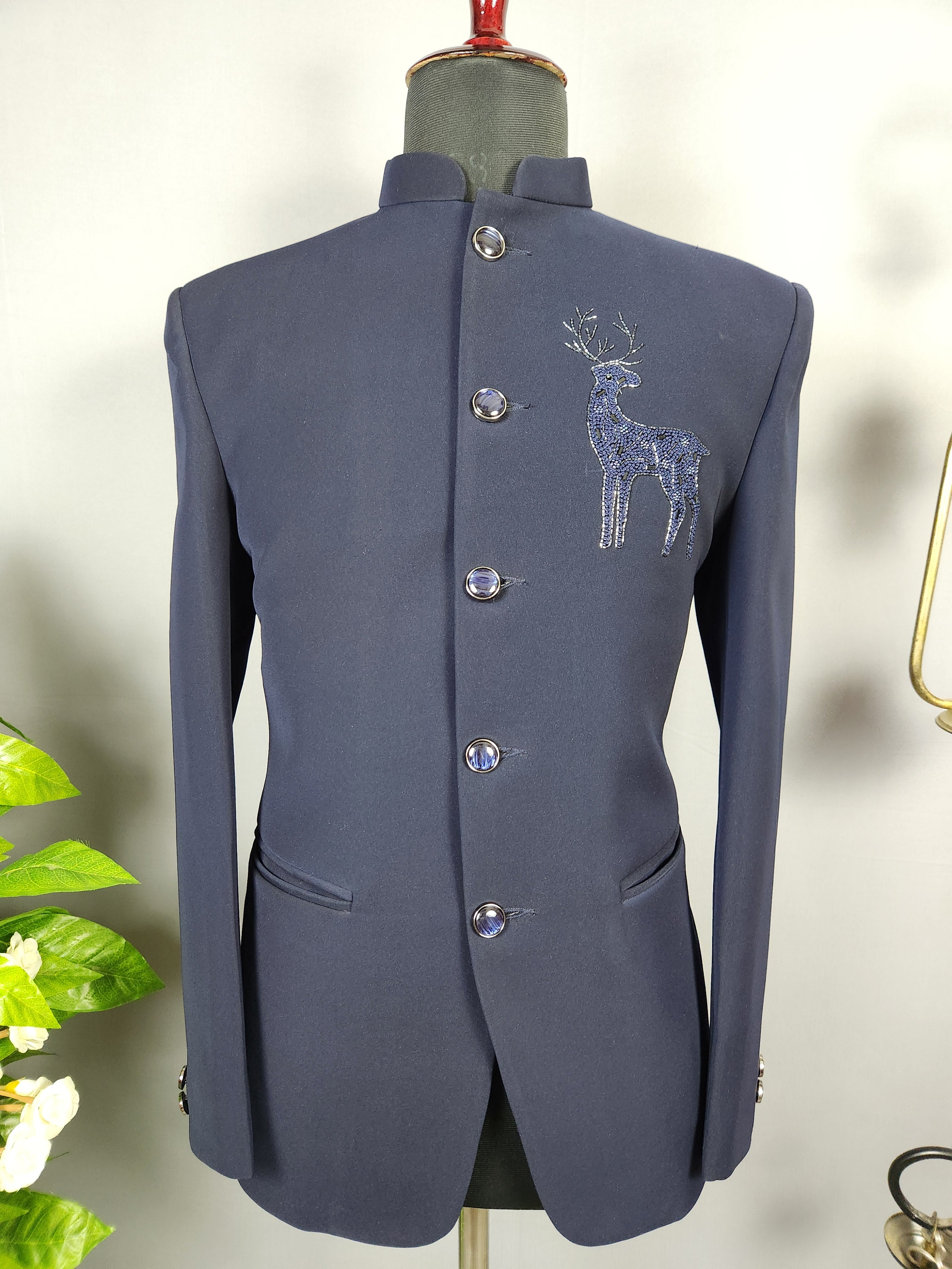 Blue Jodhpuri Suit for Men  -   Indian Wedding Outfit for Men