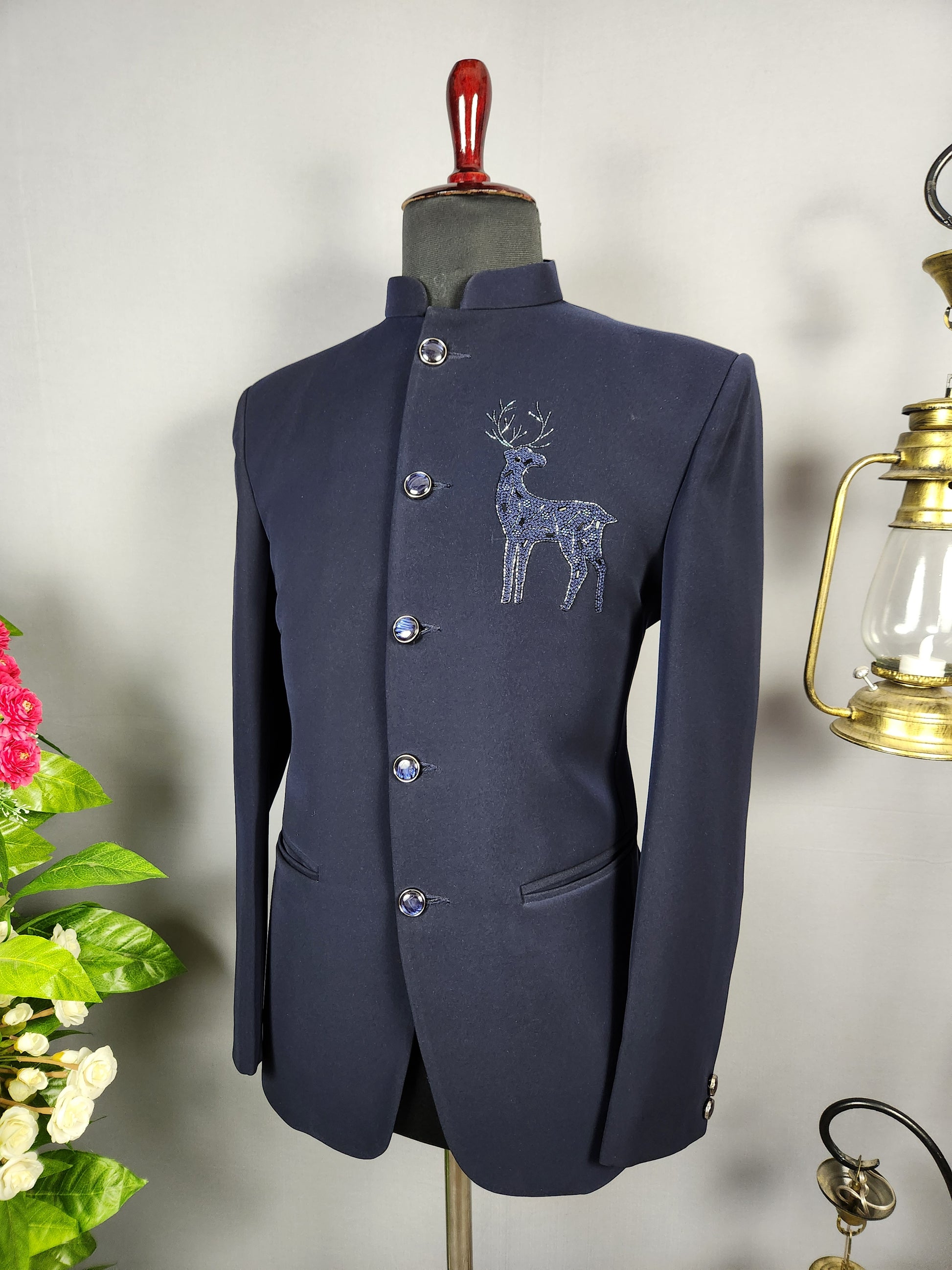 Blue Jodhpuri Suit for Men  -   Indian Wedding Outfit for Men