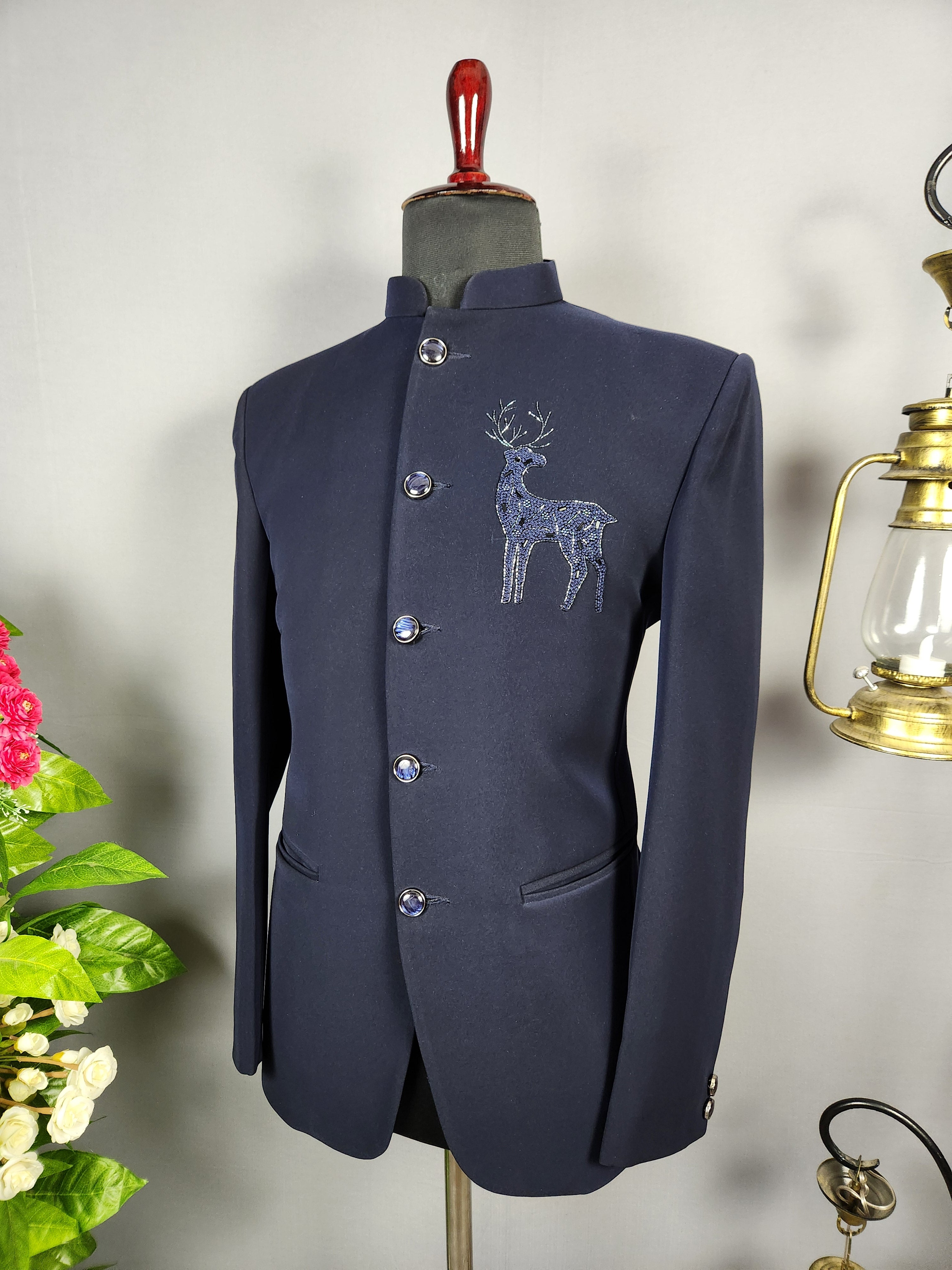 Blue Jodhpuri Suit for Men  -   Indian Wedding Outfit for Men