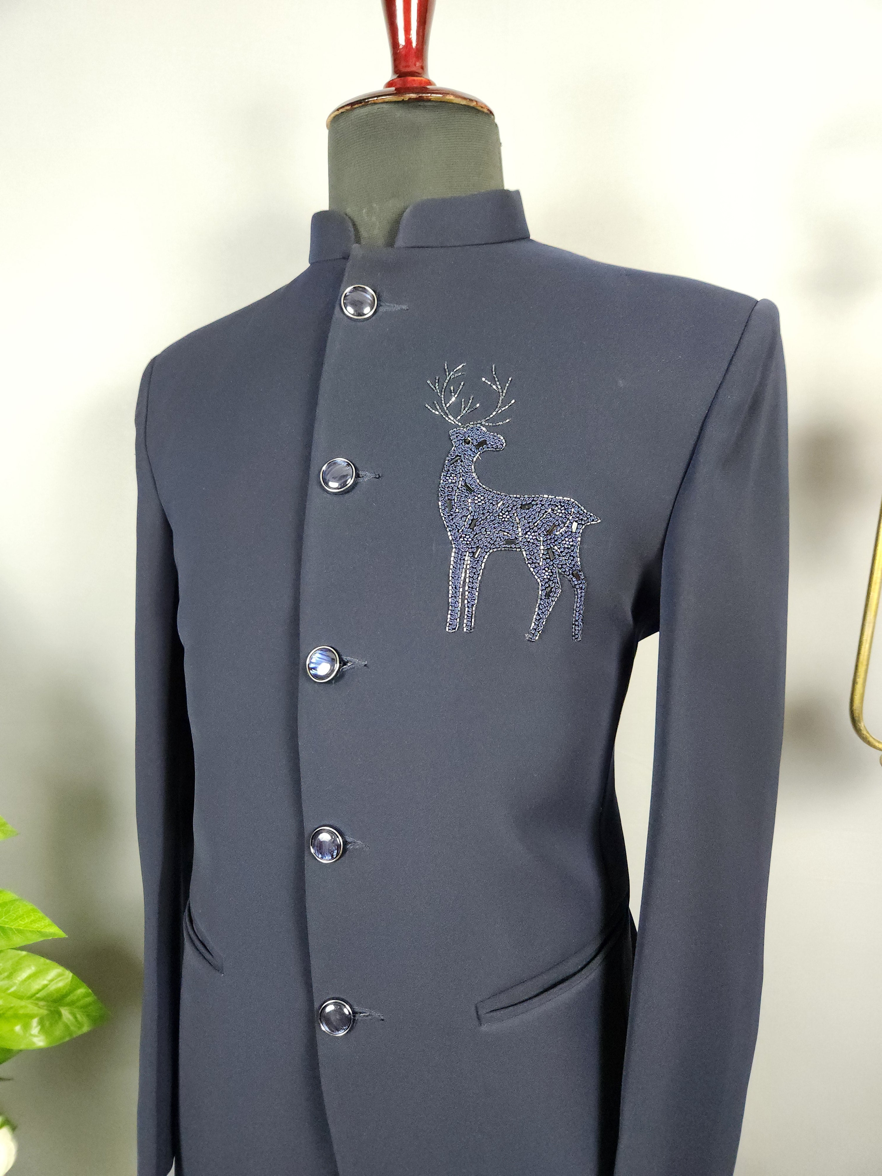 Blue Jodhpuri Suit for Men  -   Indian Wedding Outfit for Men