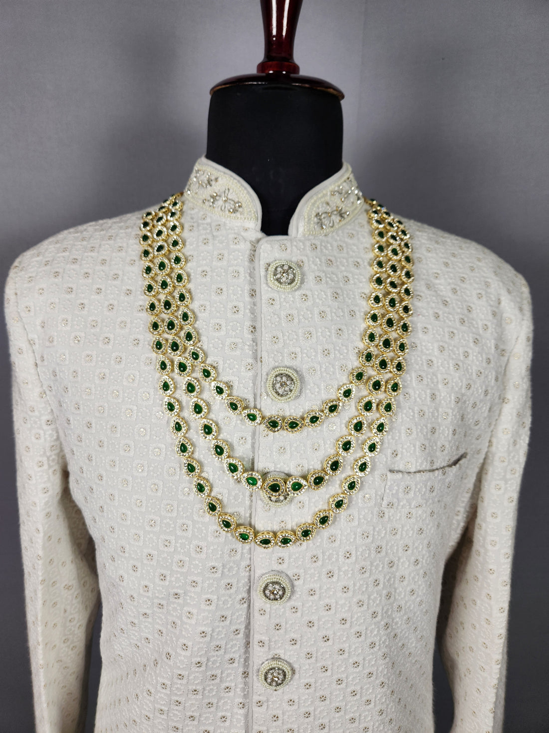 Diamond Emerald Necklace For Groom