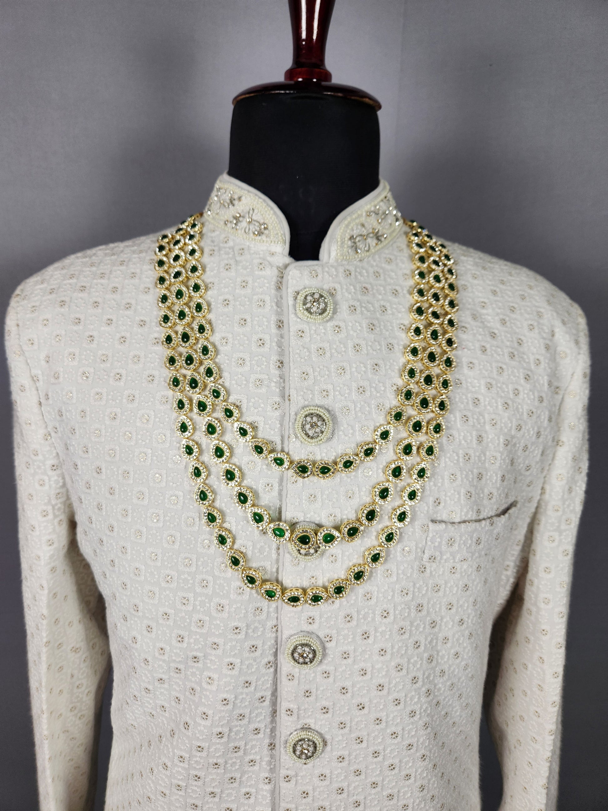 Diamond Emerald Necklace For Groom