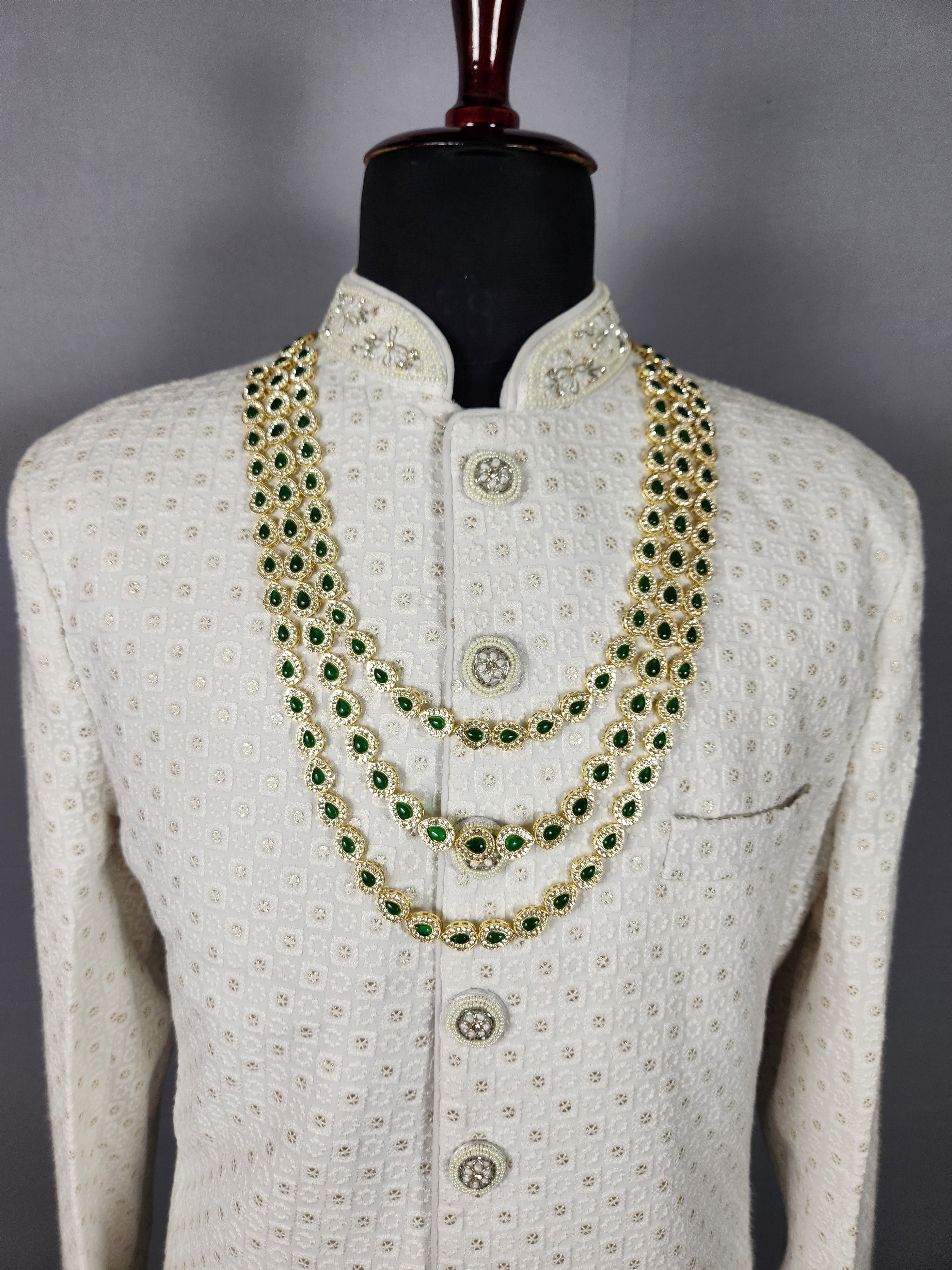 Diamond Emerald Necklace For Groom