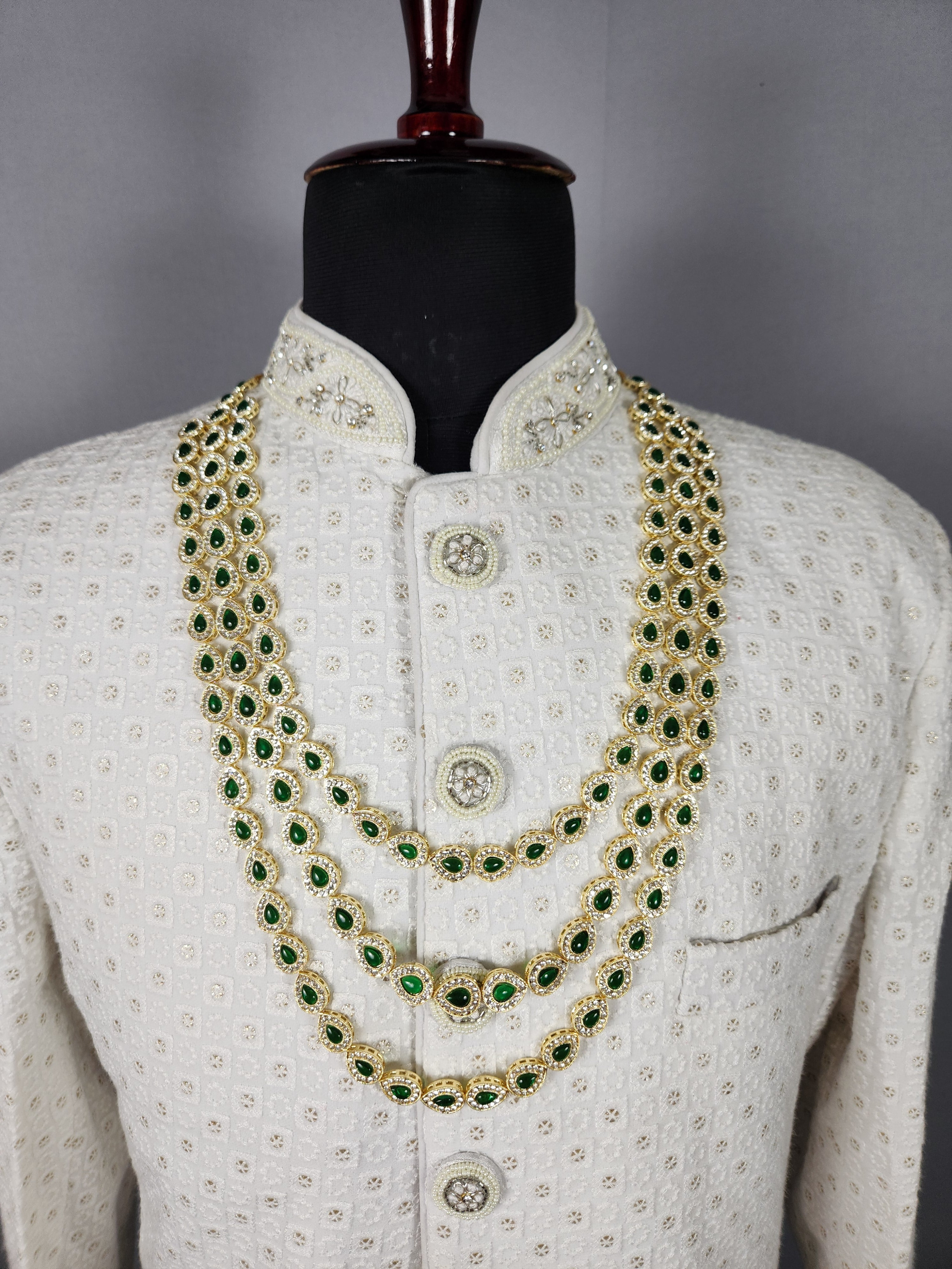 Diamond Emerald Necklace For Groom