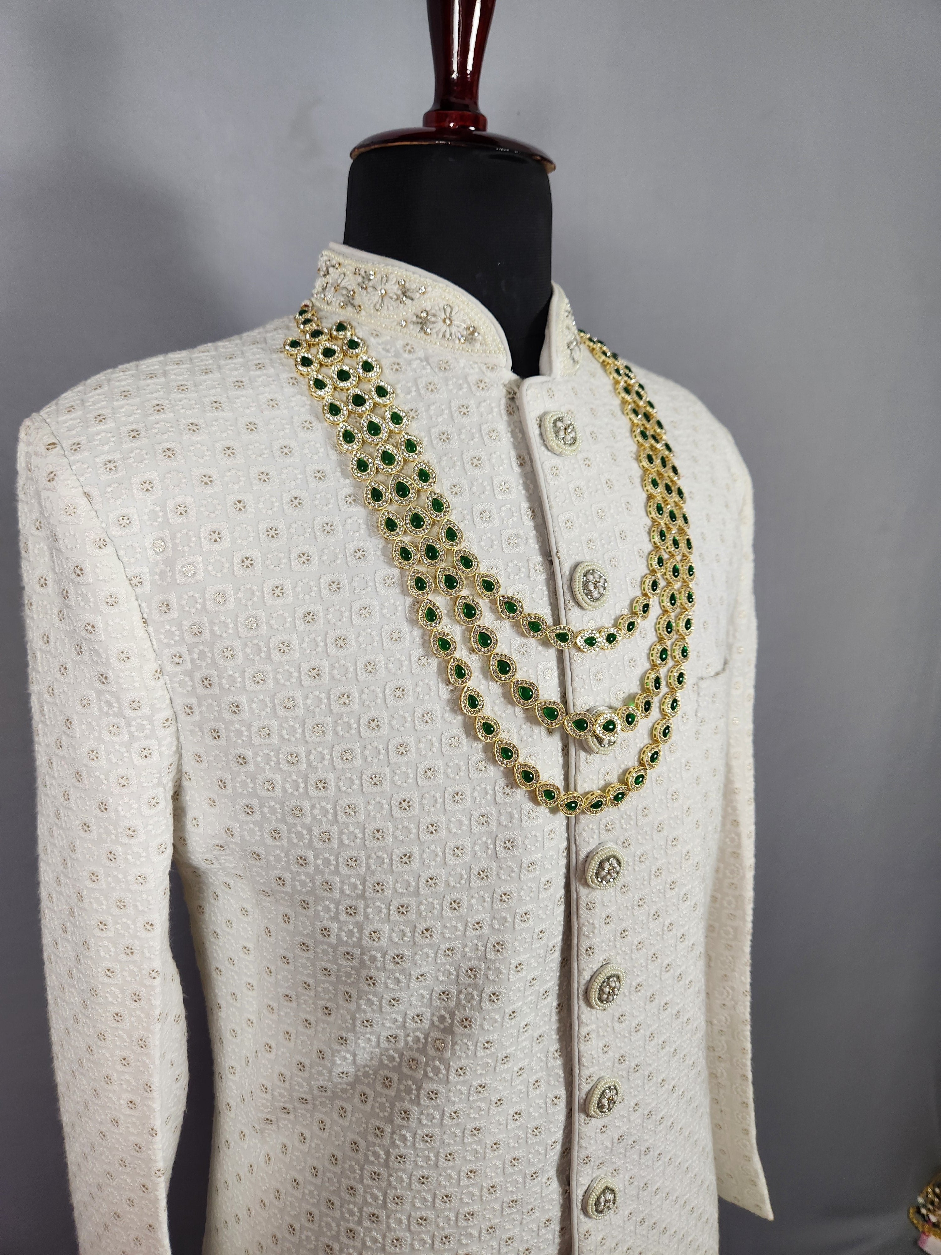 Diamond Emerald Necklace For Groom