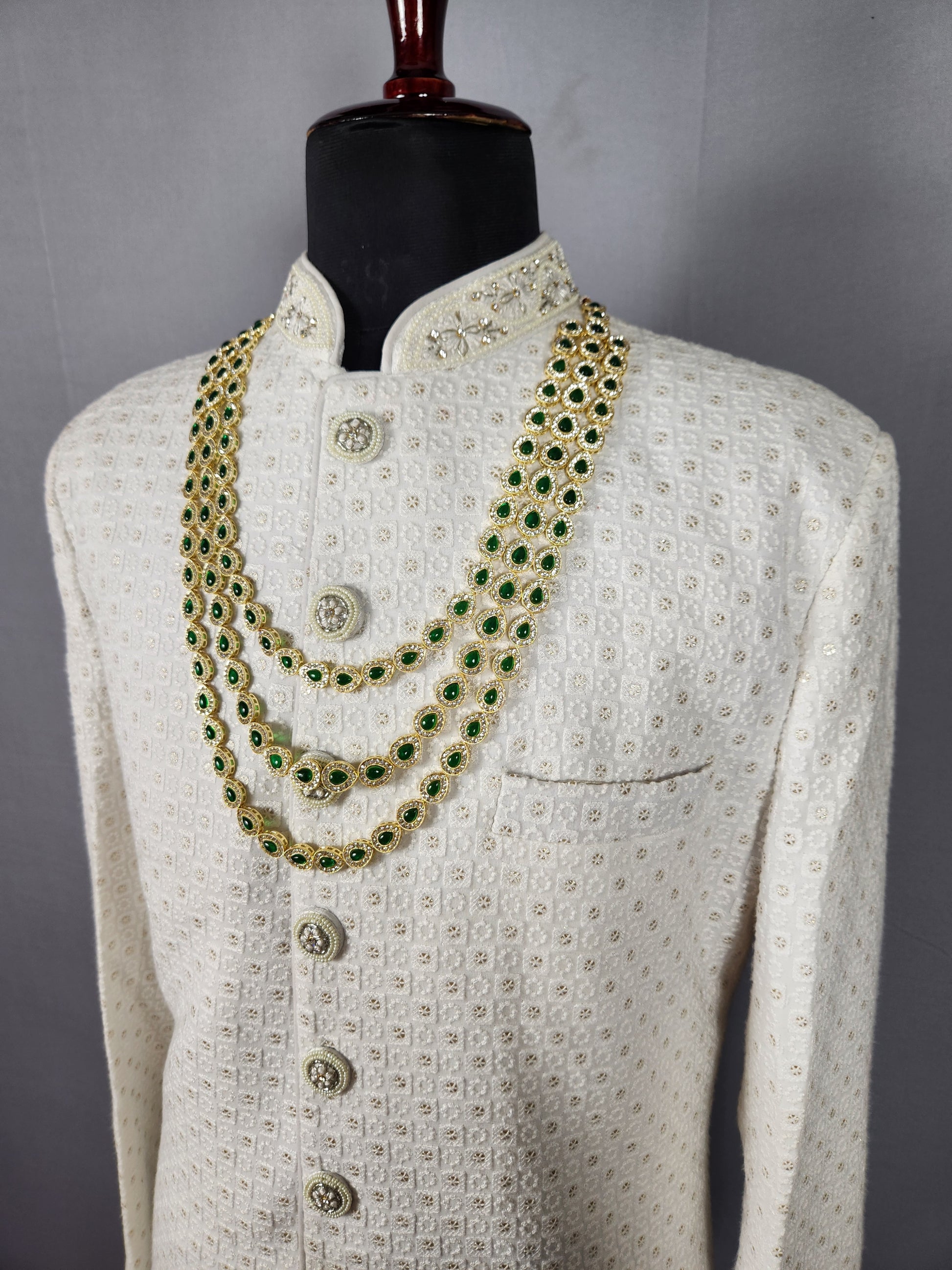 Diamond Emerald Necklace For Groom