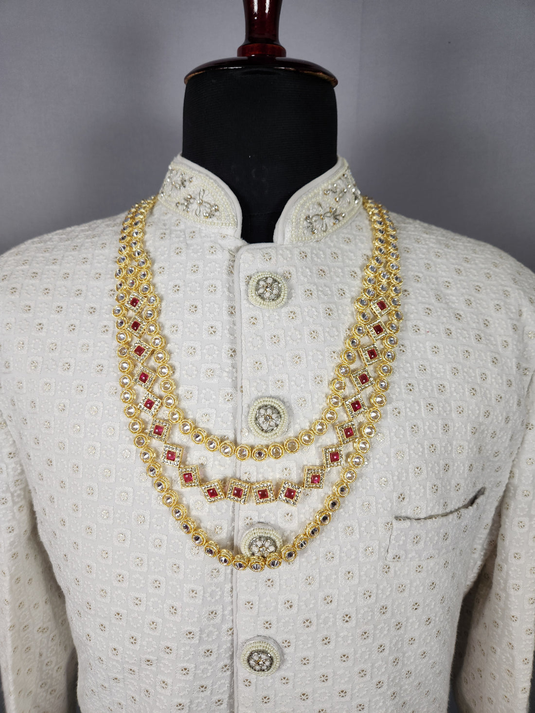 Diamond Ruby Necklace for Groom