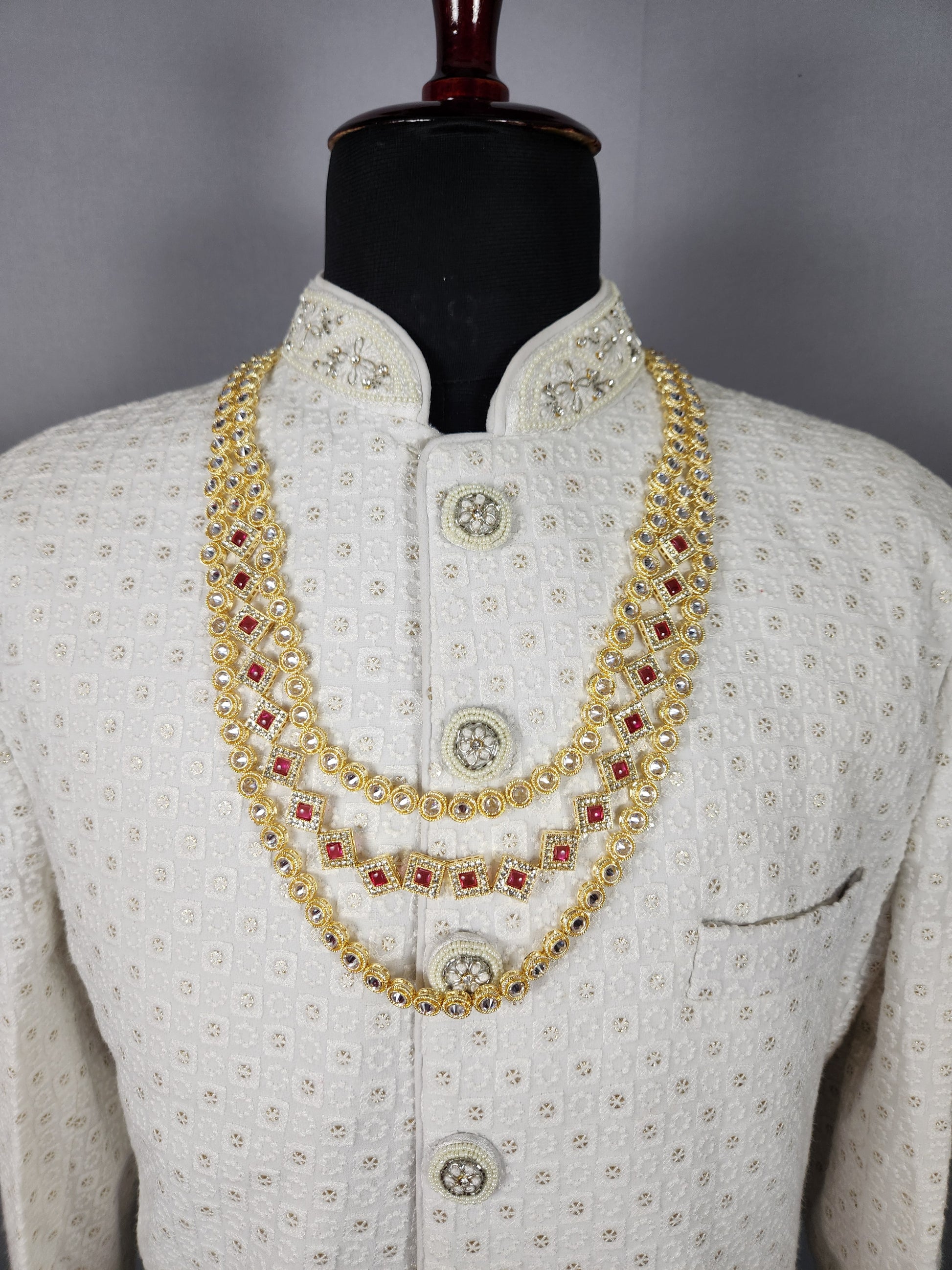 Diamond Ruby Necklace for Groom