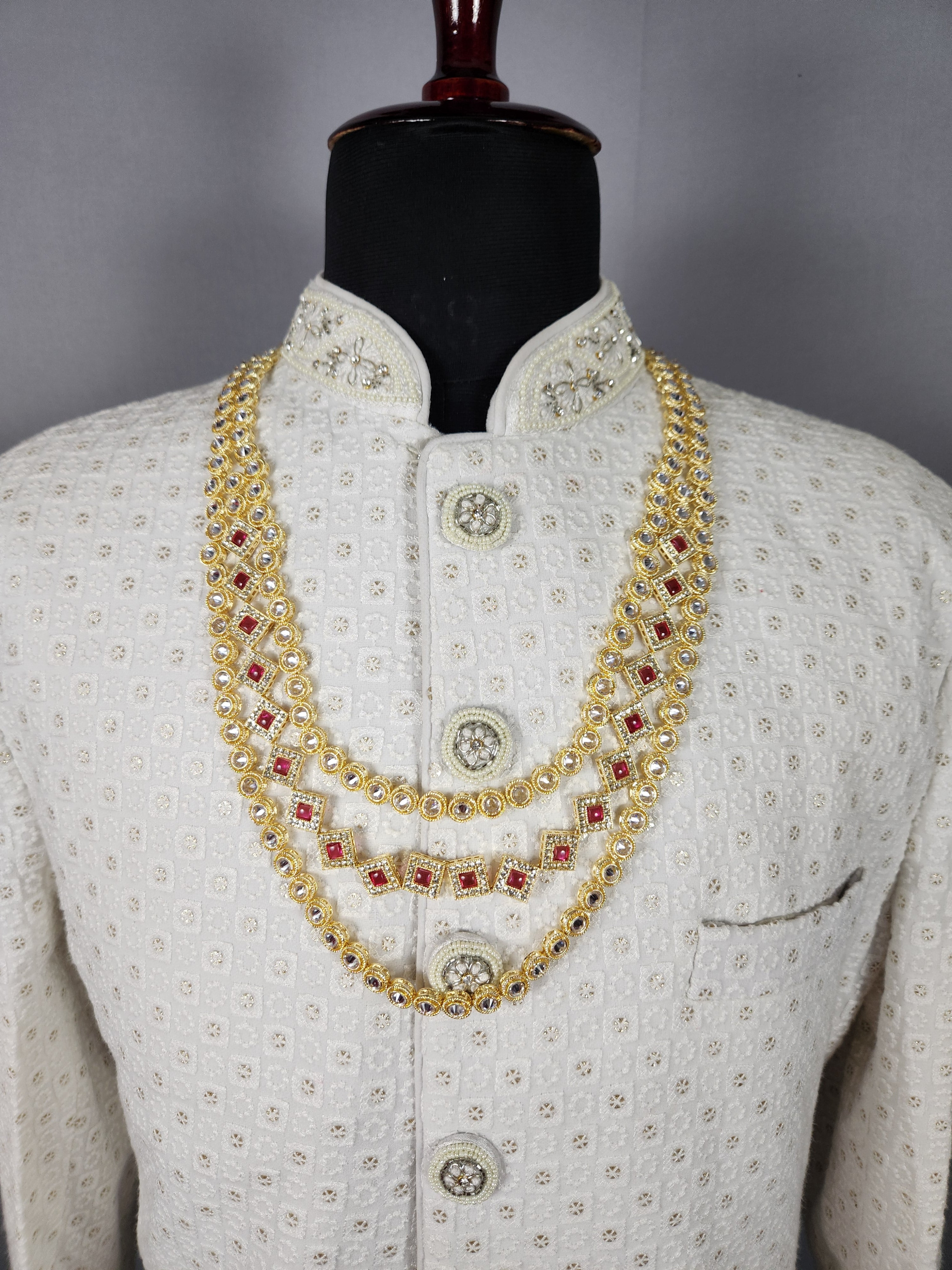 Diamond Ruby Necklace for Groom