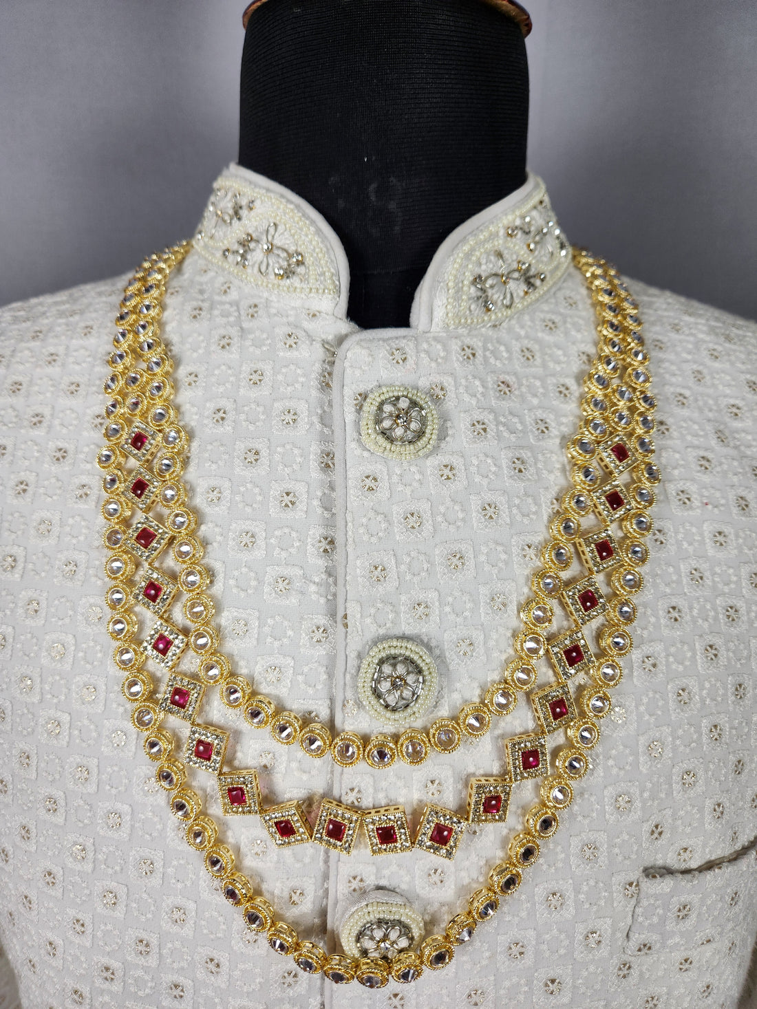 Diamond Ruby Necklace for Groom