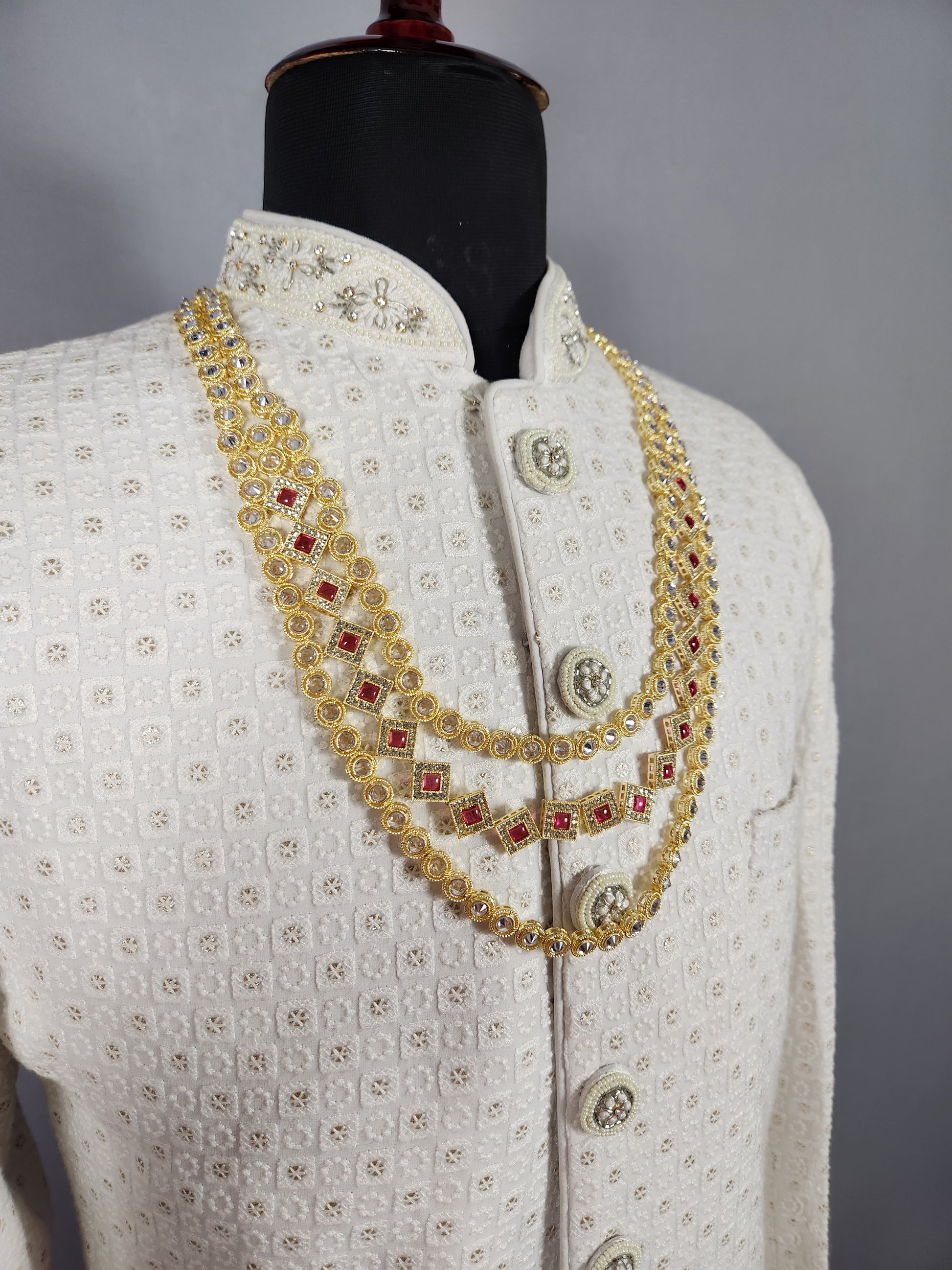 Diamond Ruby Necklace for Groom