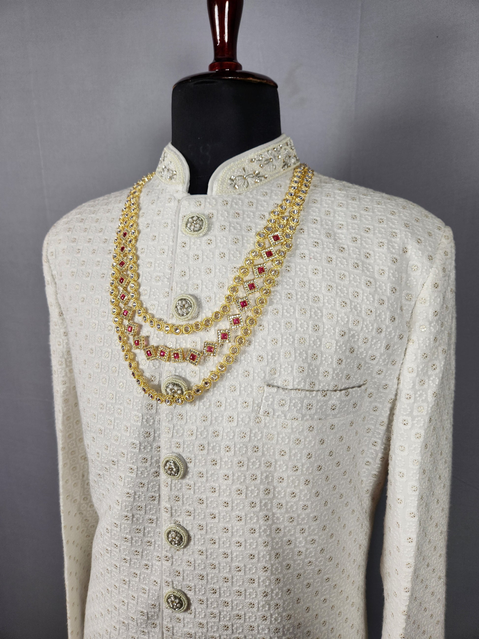 Diamond Ruby Necklace for Groom