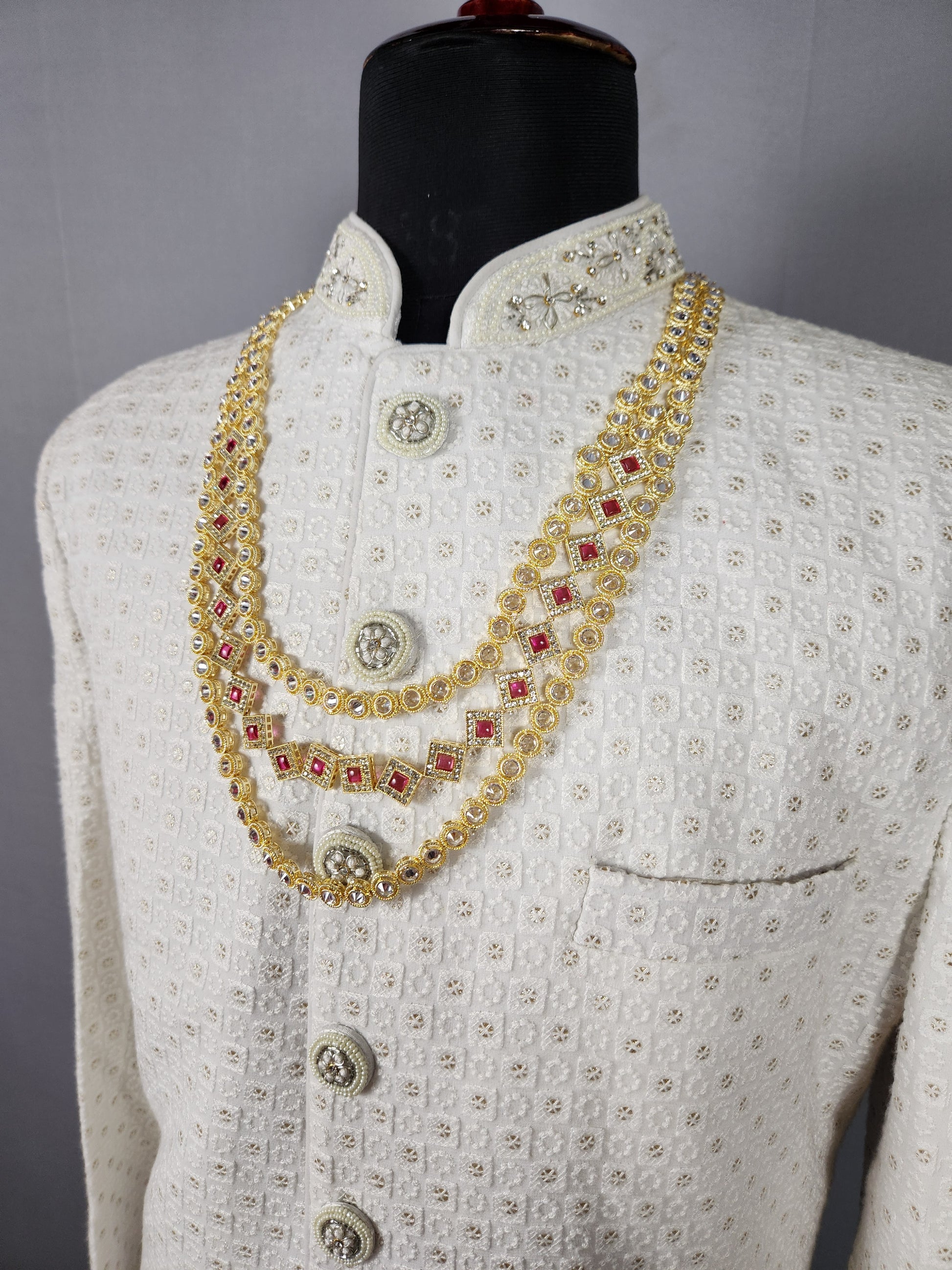 Diamond Ruby Necklace for Groom