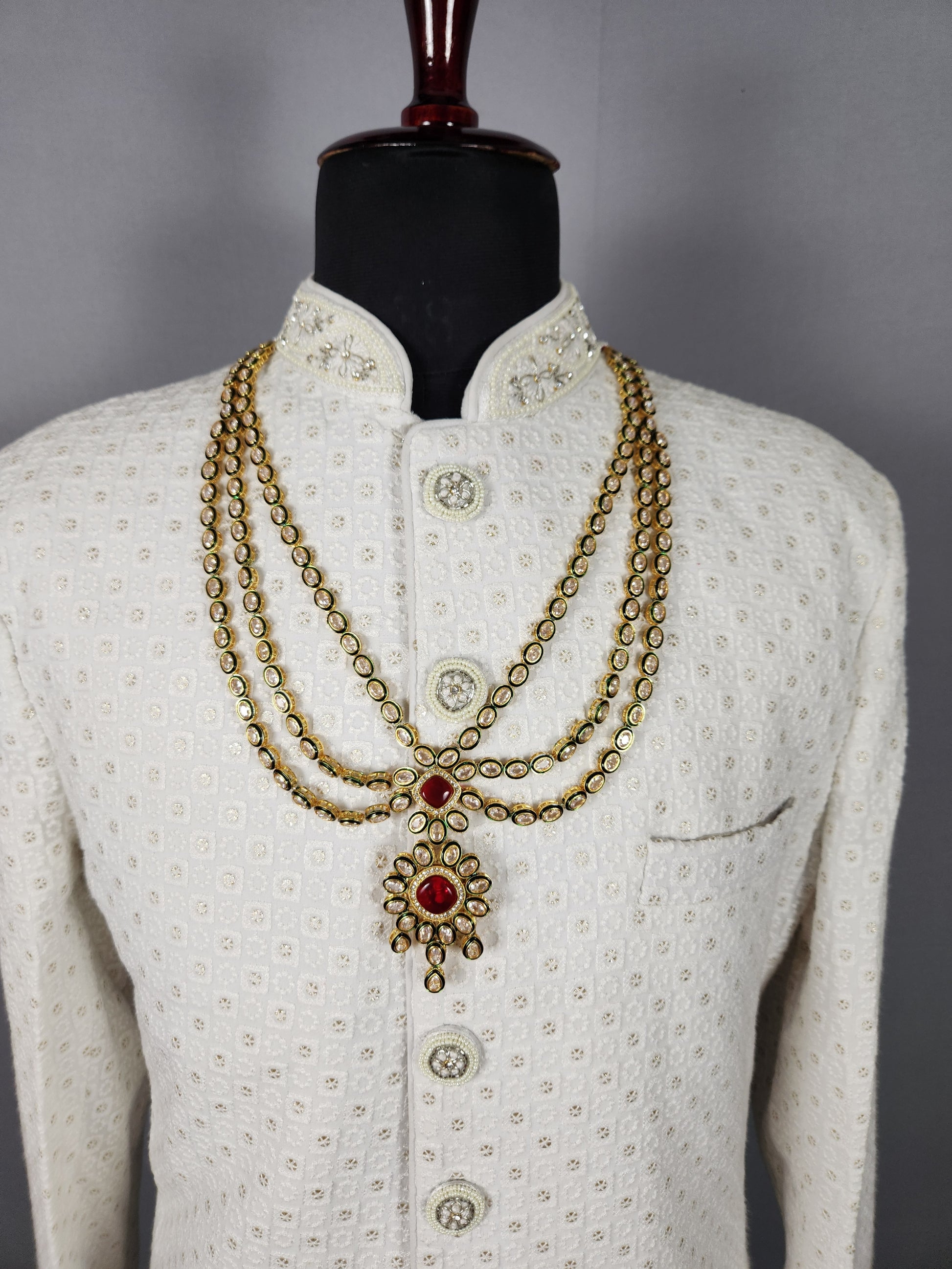 Diamond Ruby Necklace For Groom