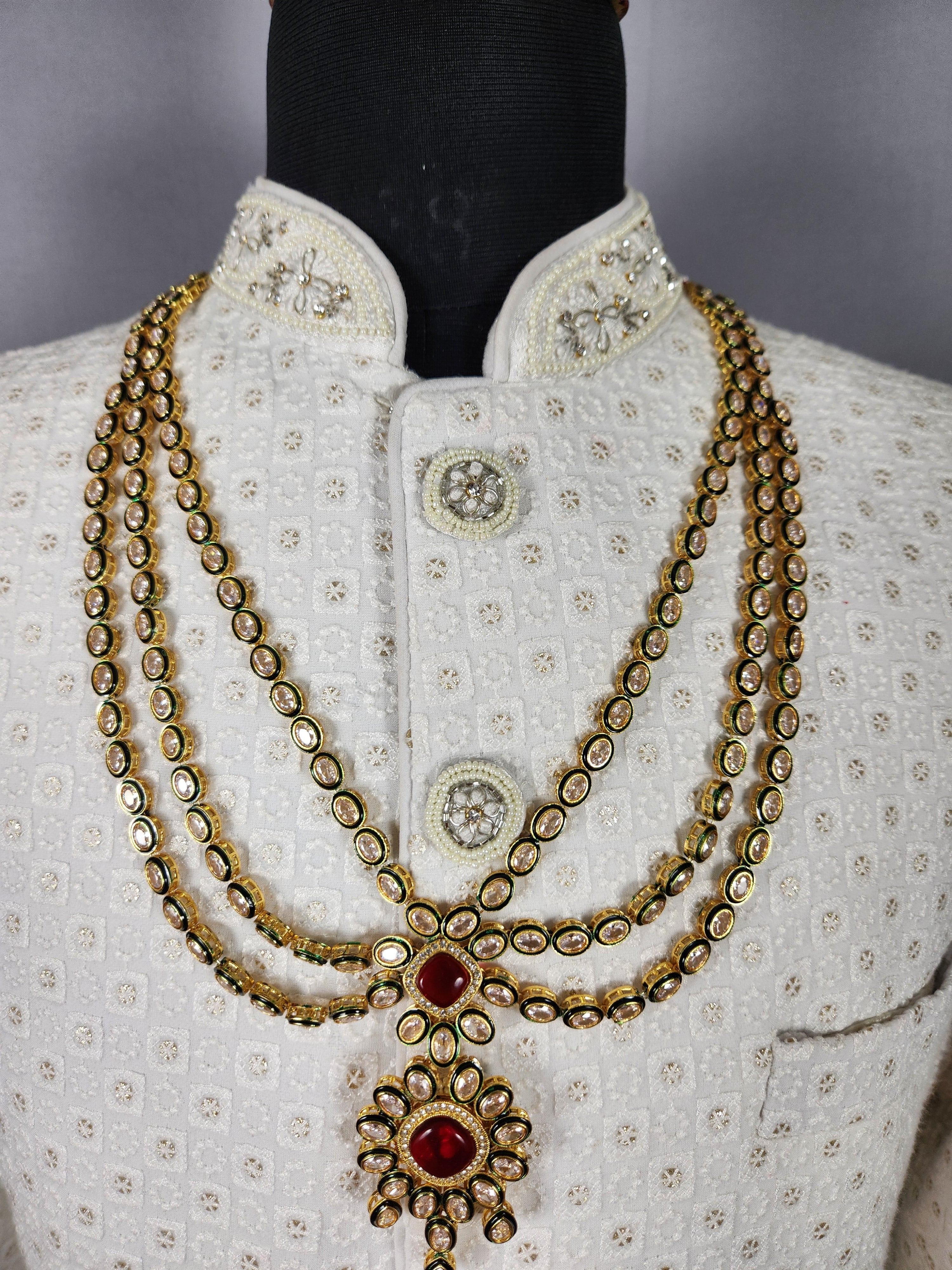 Diamond Ruby Necklace For Groom