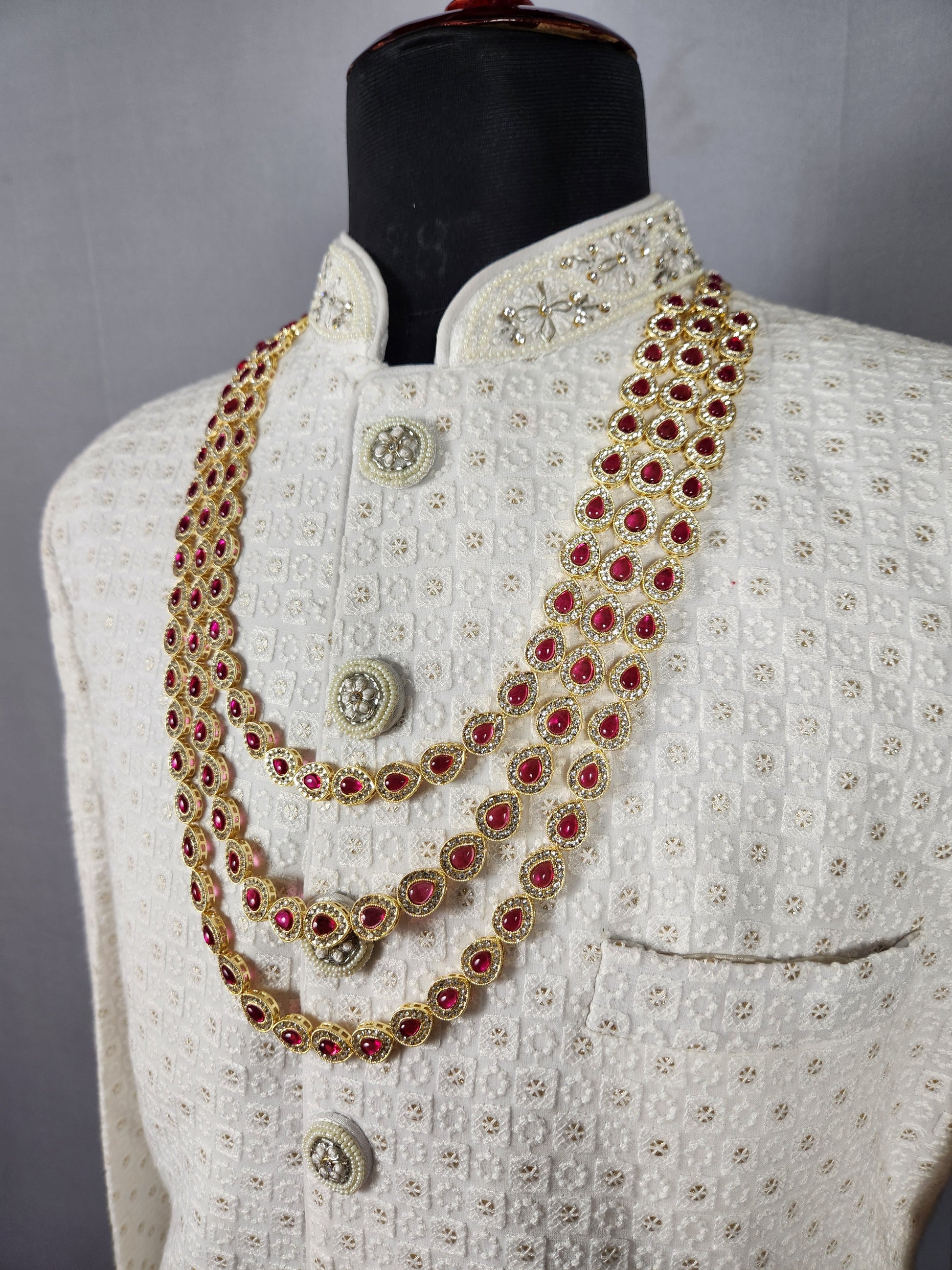 Diamond Ruby Necklace For Groom