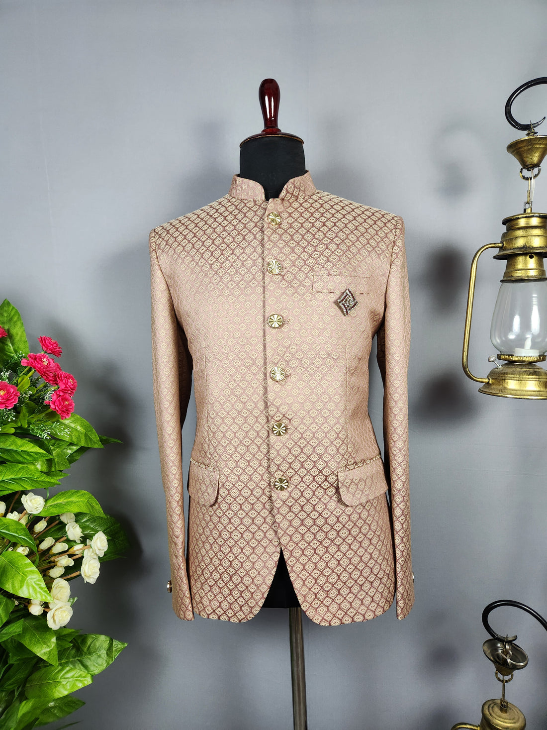 Dusty Rose Jodhpuri Suit for Men  -   Indian Wedding Outfit for Men
