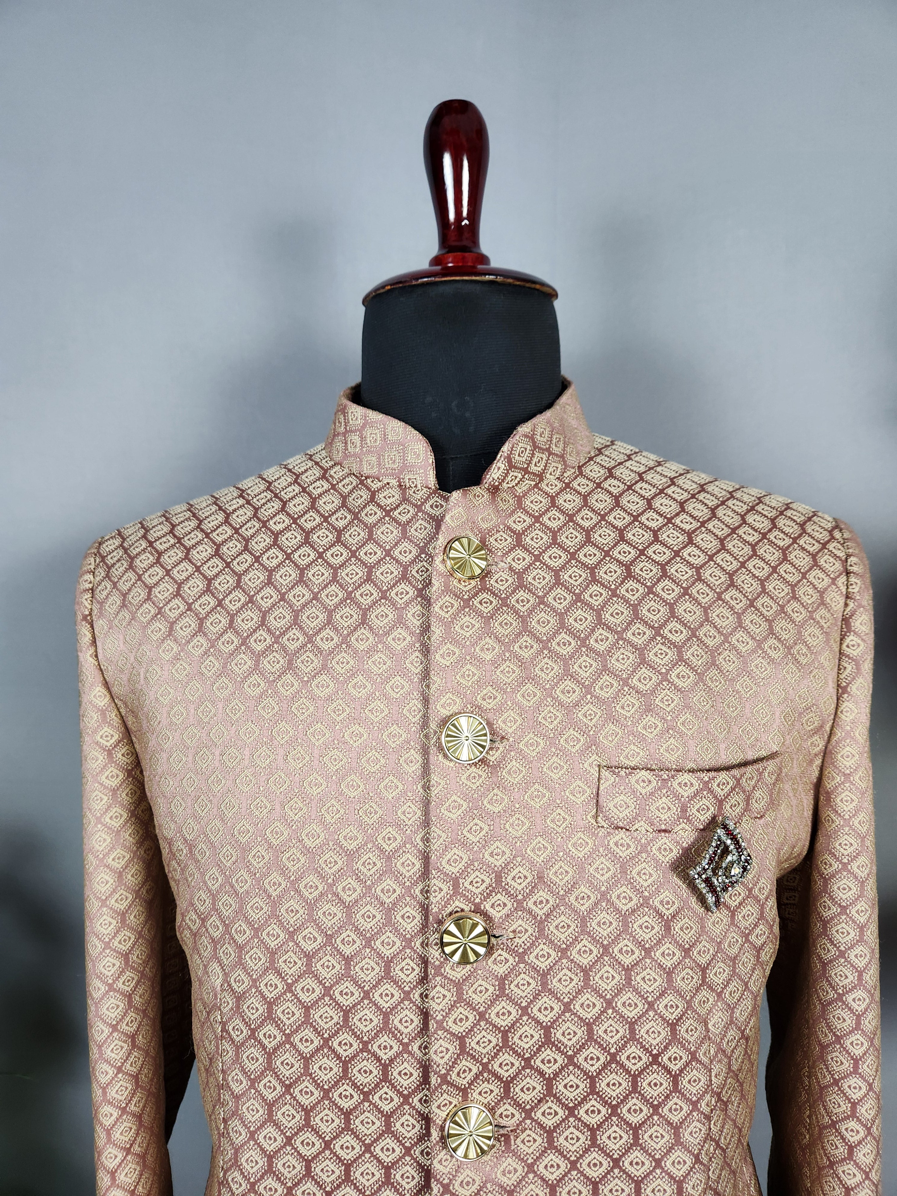 Dusty Rose Jodhpuri Suit for Men  -   Indian Wedding Outfit for Men