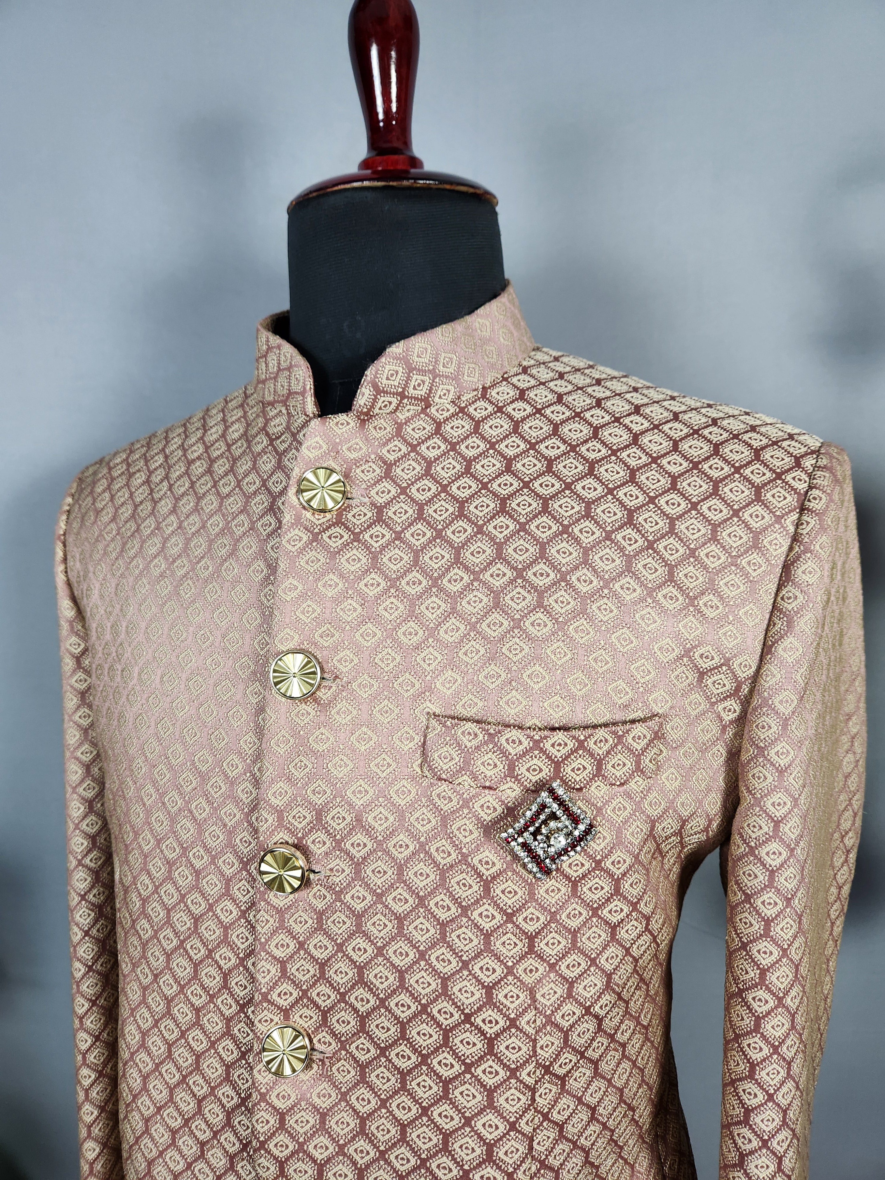 Dusty Rose Jodhpuri Suit for Men  -   Indian Wedding Outfit for Men