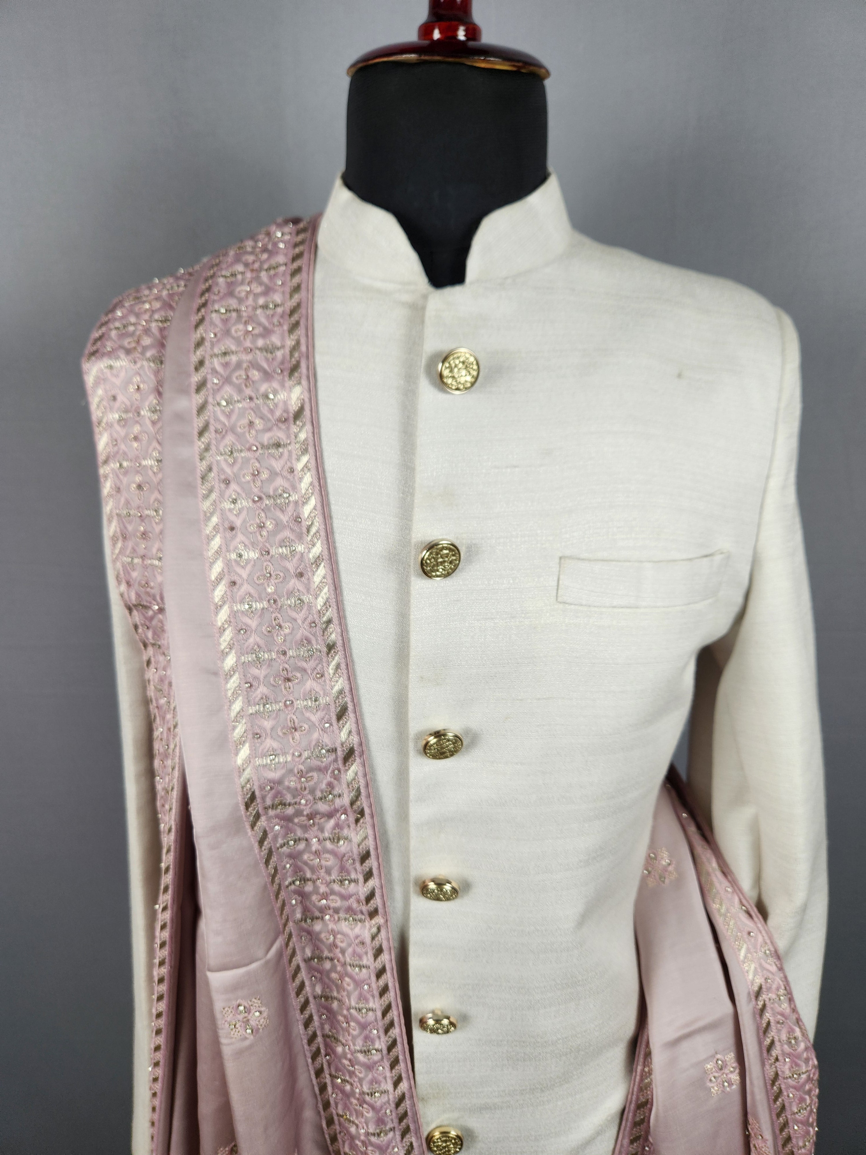 Dusty Rose Shawl Groom - A Zari Work Dusty Rose Stole