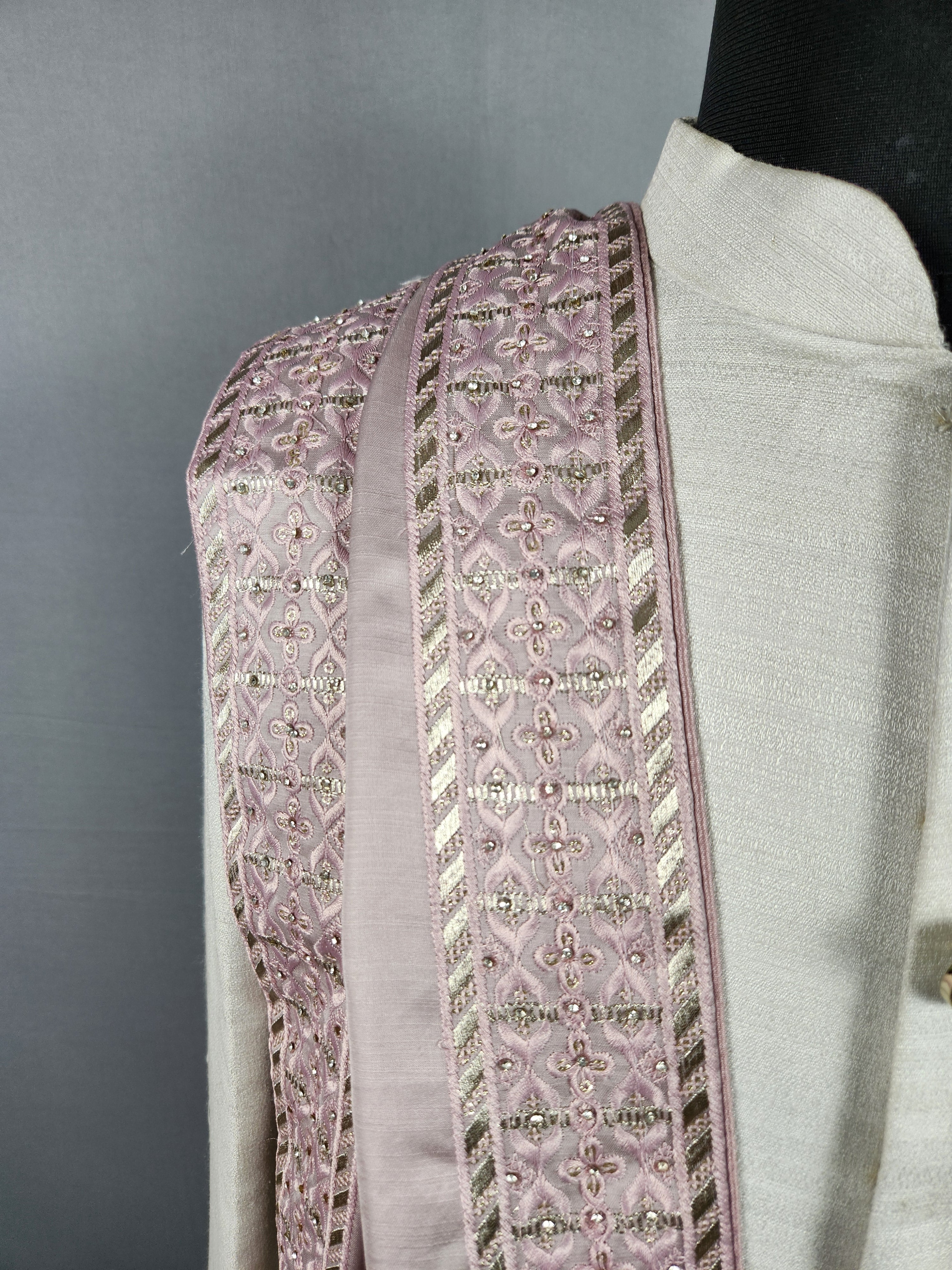 Dusty Rose Shawl Groom - A Zari Work Dusty Rose Stole