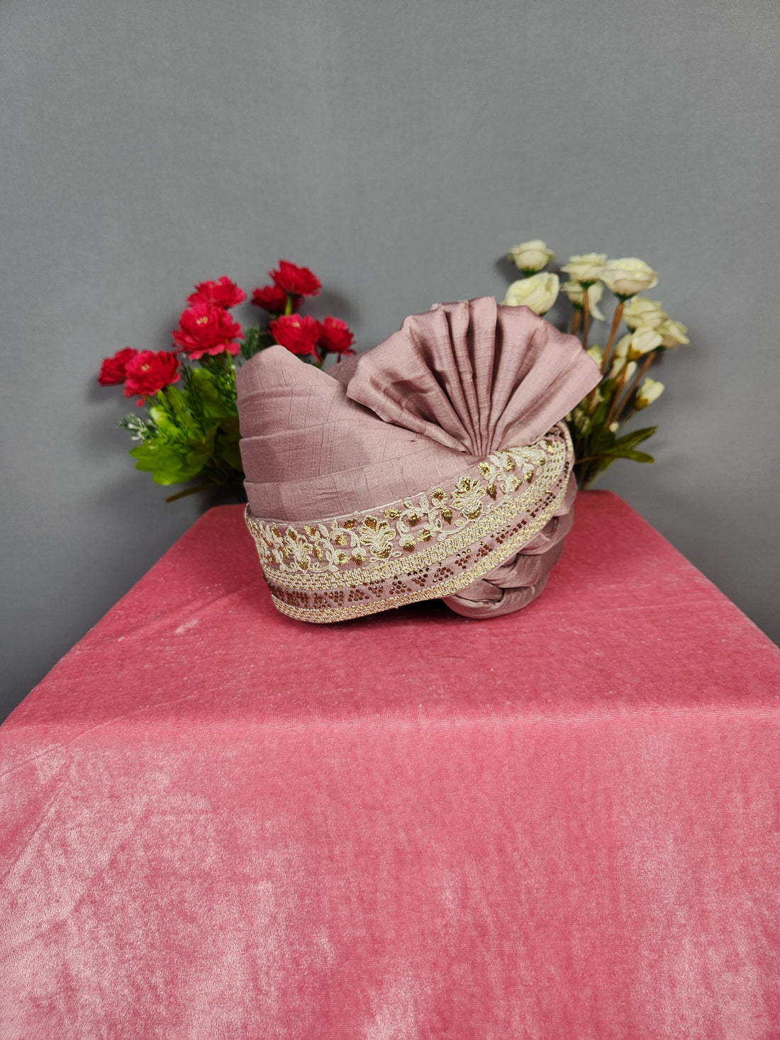 Dusty Rose Groom Turban Safa