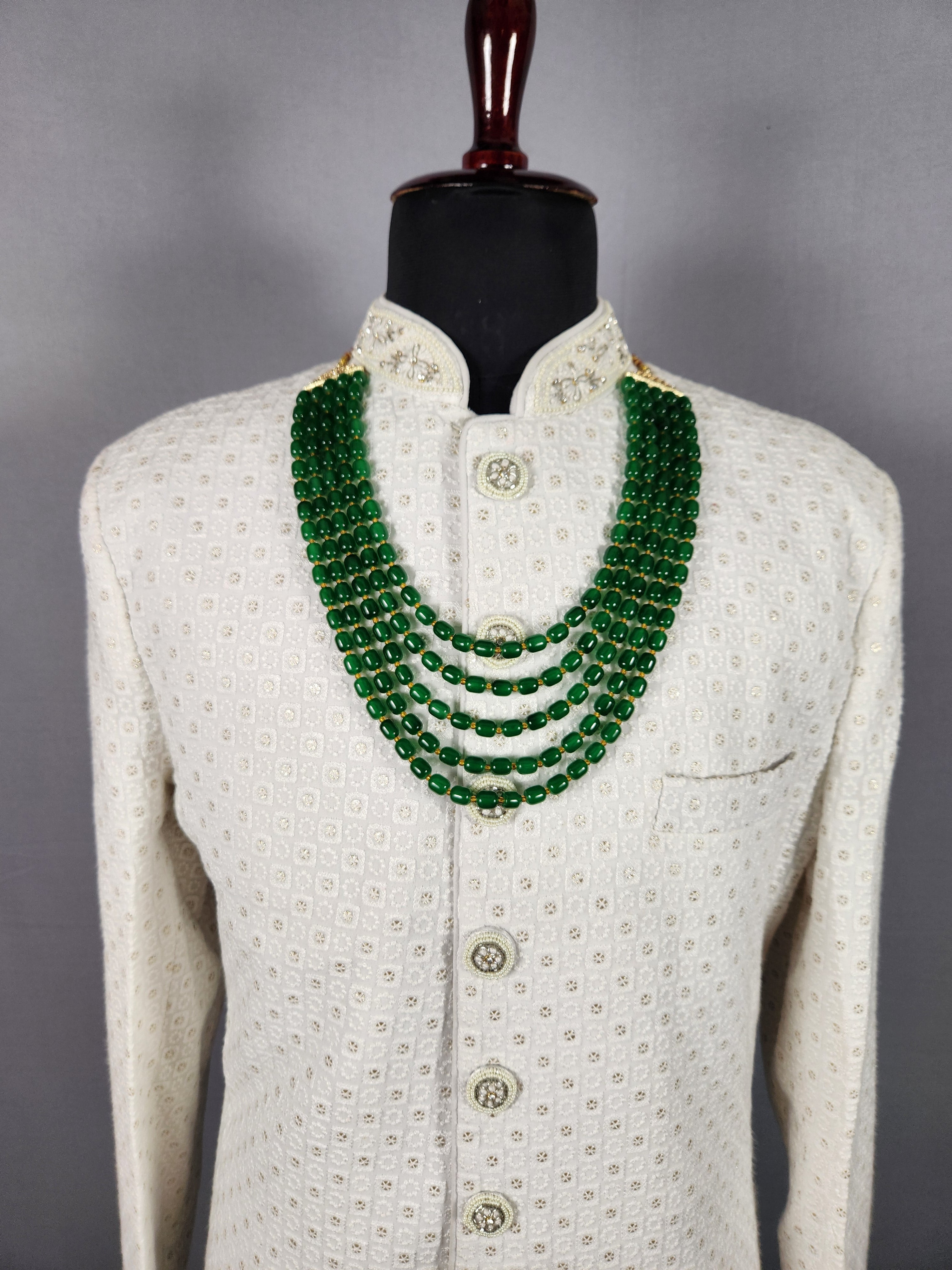 Emerald Necklace Groom Traditional Kantha For Wedding Sherwani