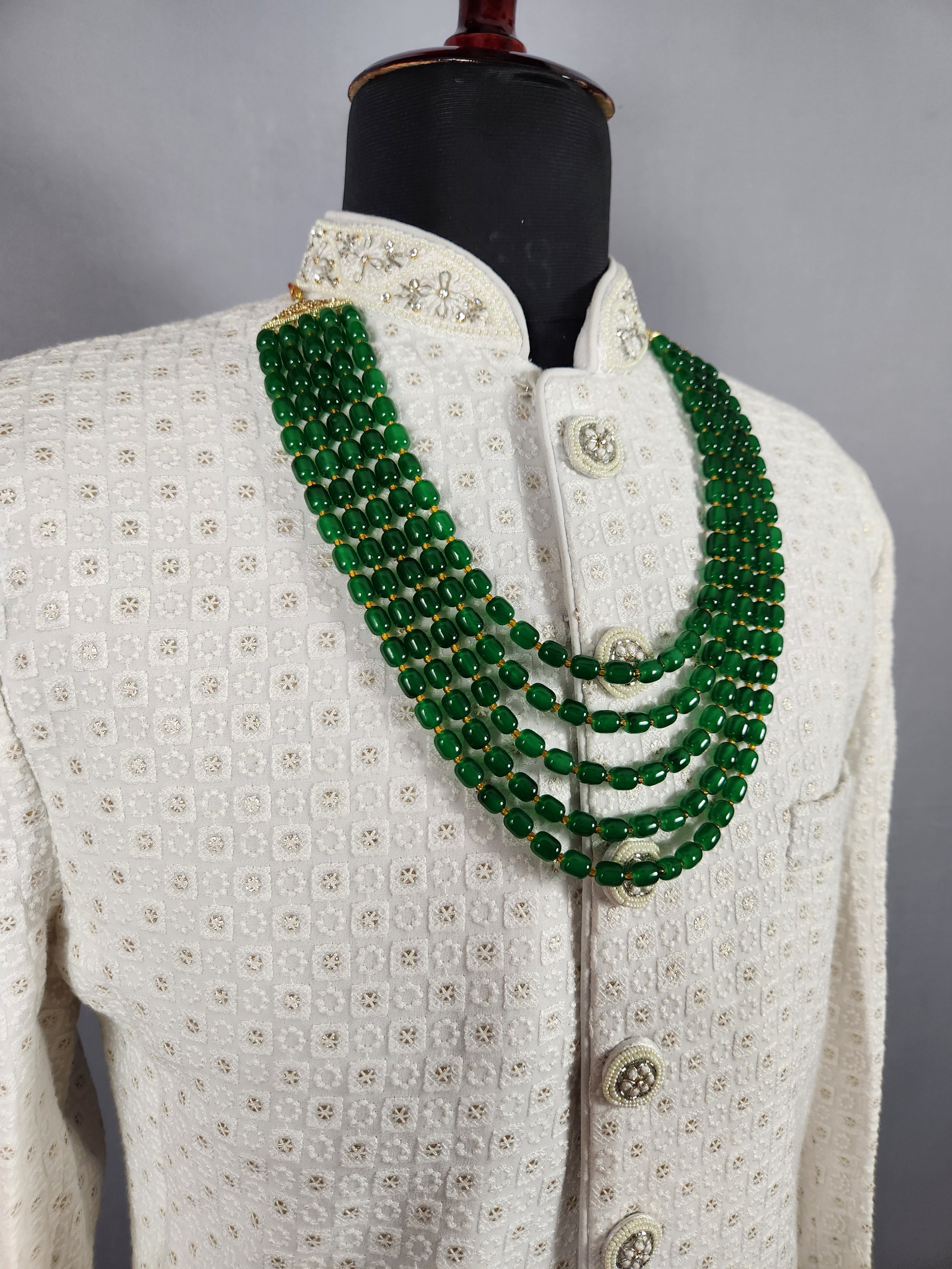 Emerald Necklace Groom Traditional Kantha For Wedding Sherwani