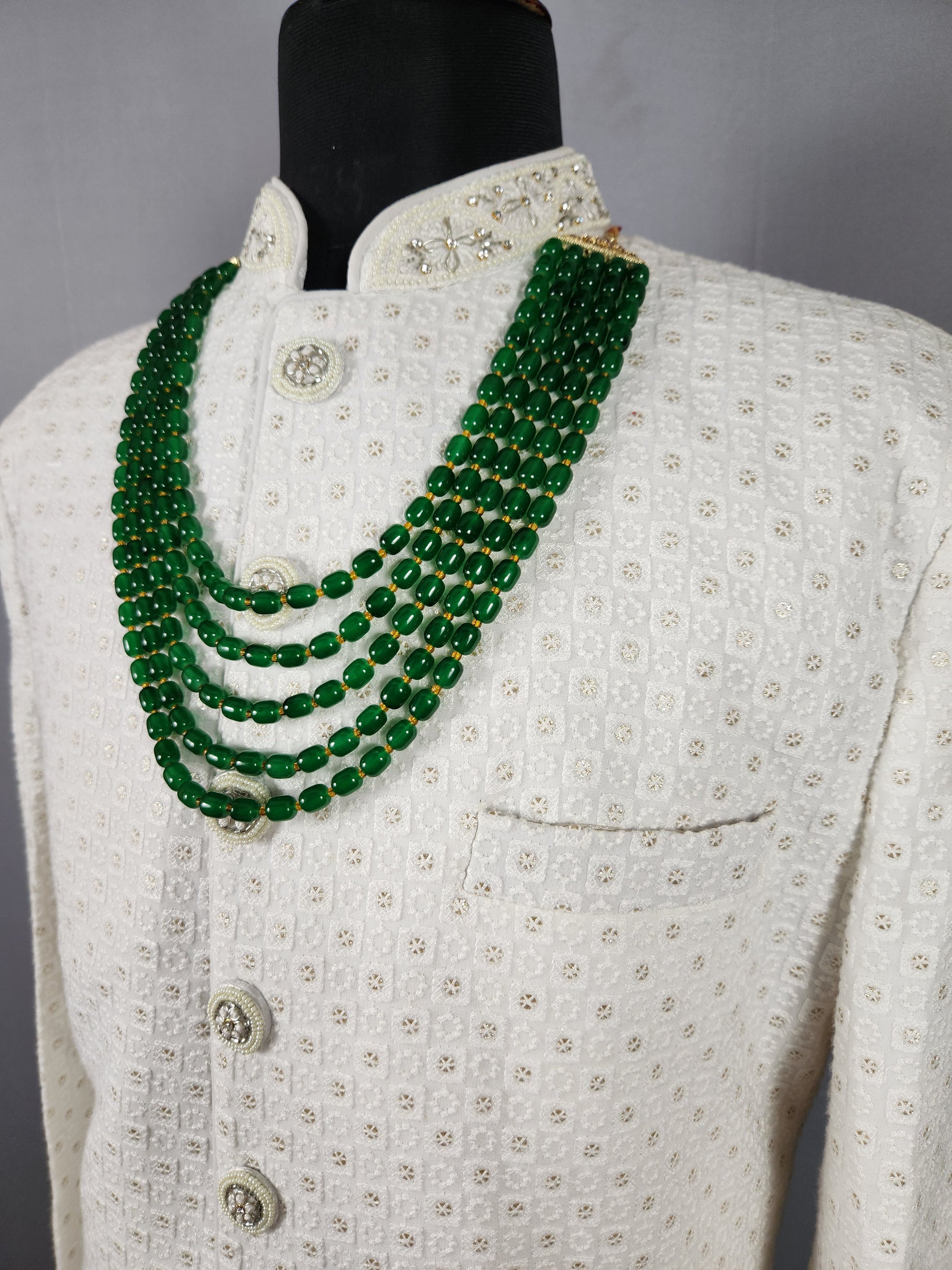 Emerald Necklace Groom Traditional Kantha For Wedding Sherwani