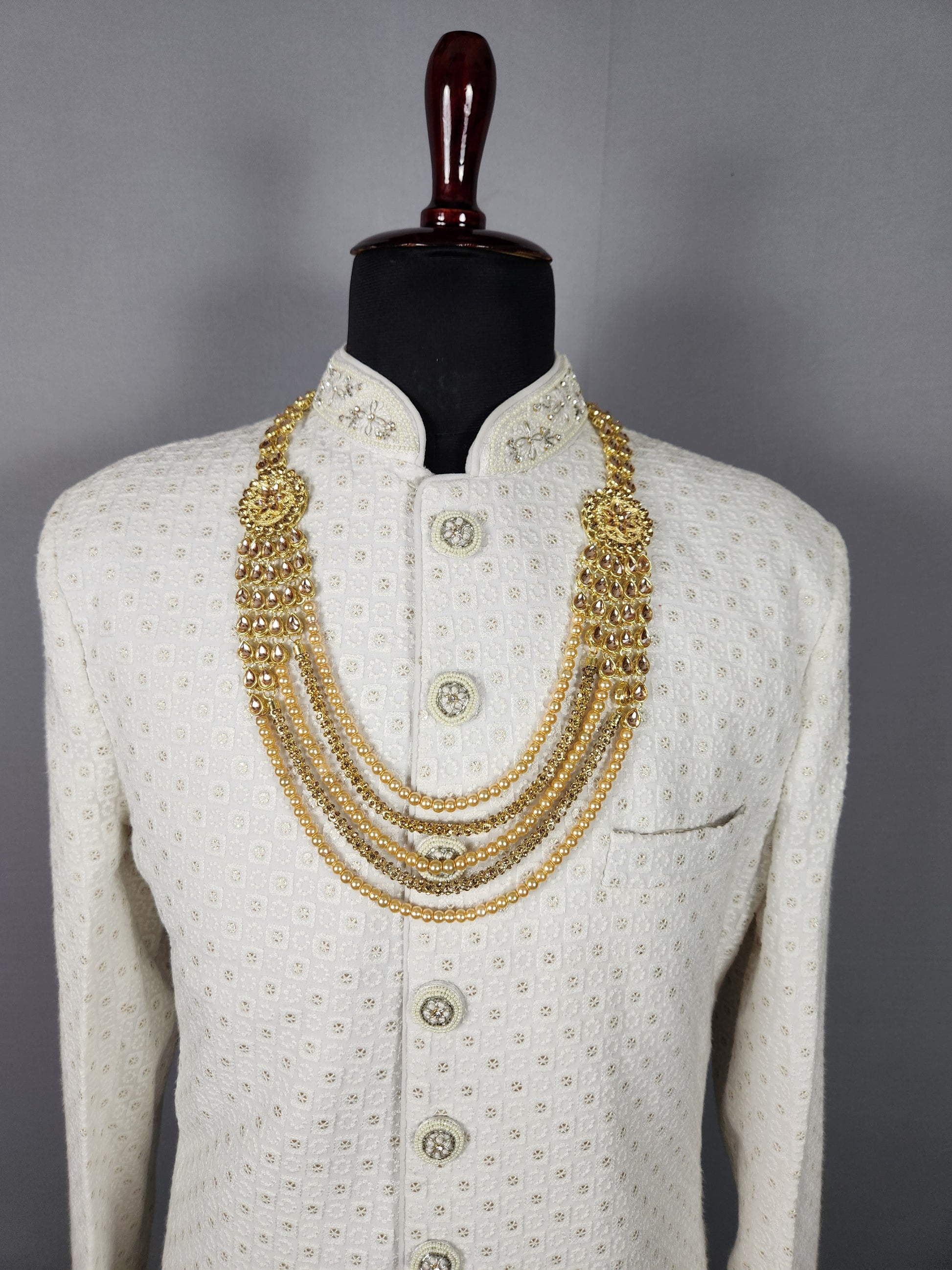 Gold Kundan Necklace for Groom