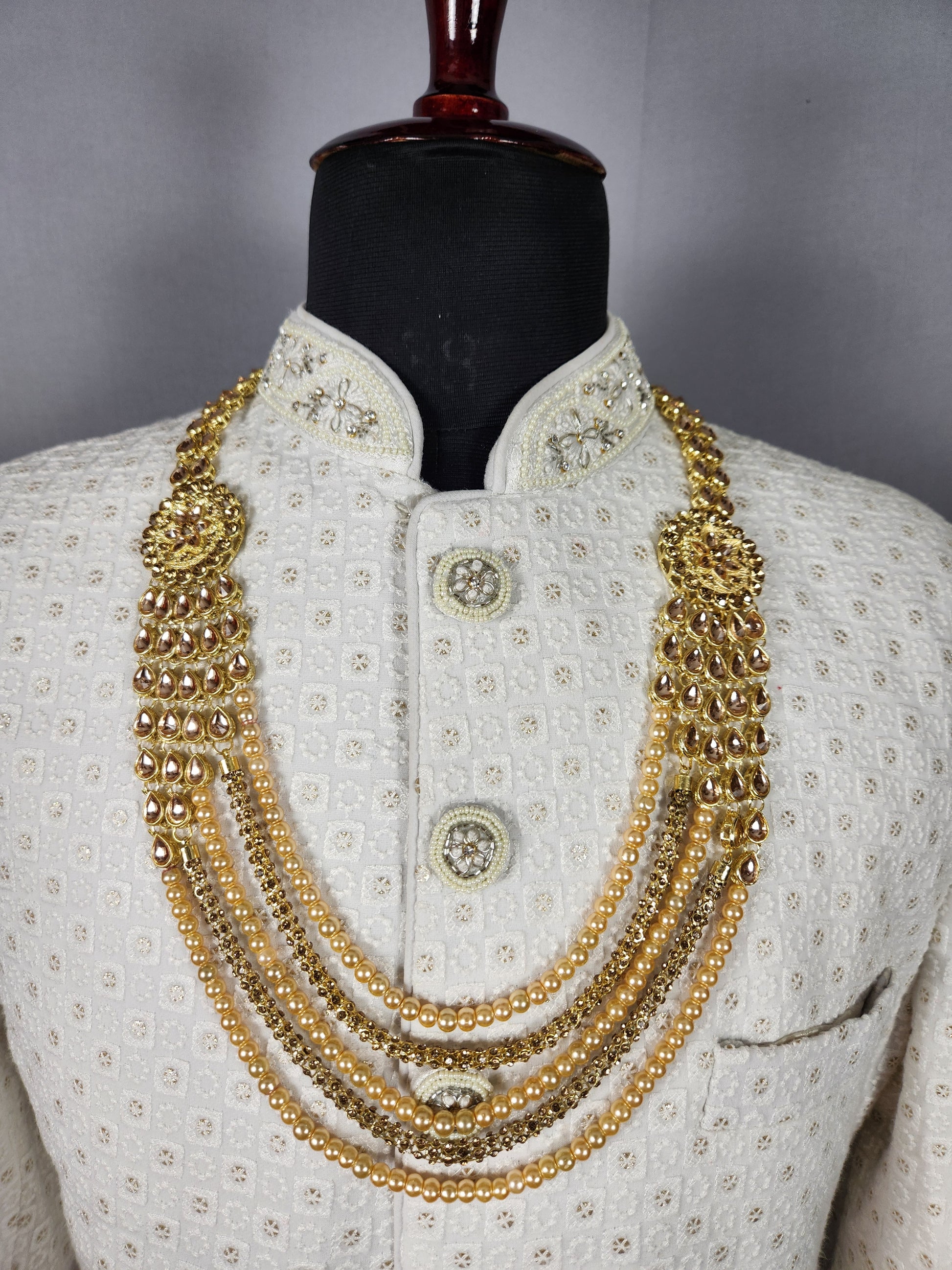 Gold Kundan Necklace for Groom