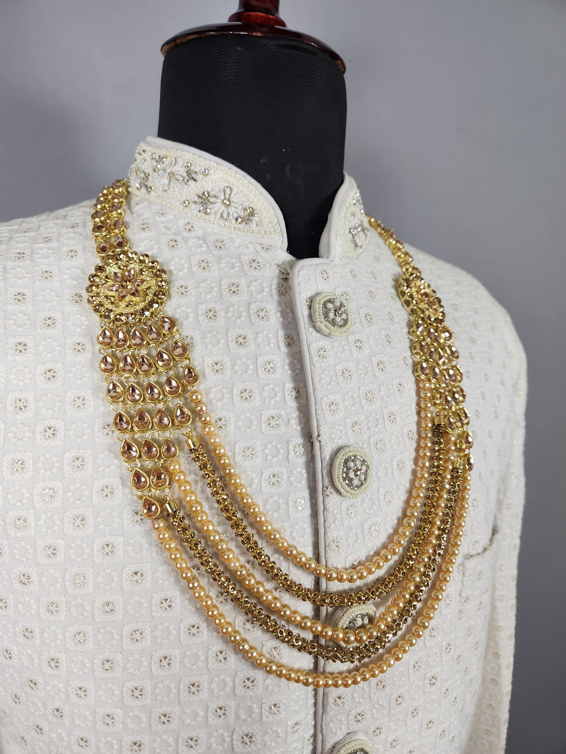 Gold Kundan Necklace for Groom