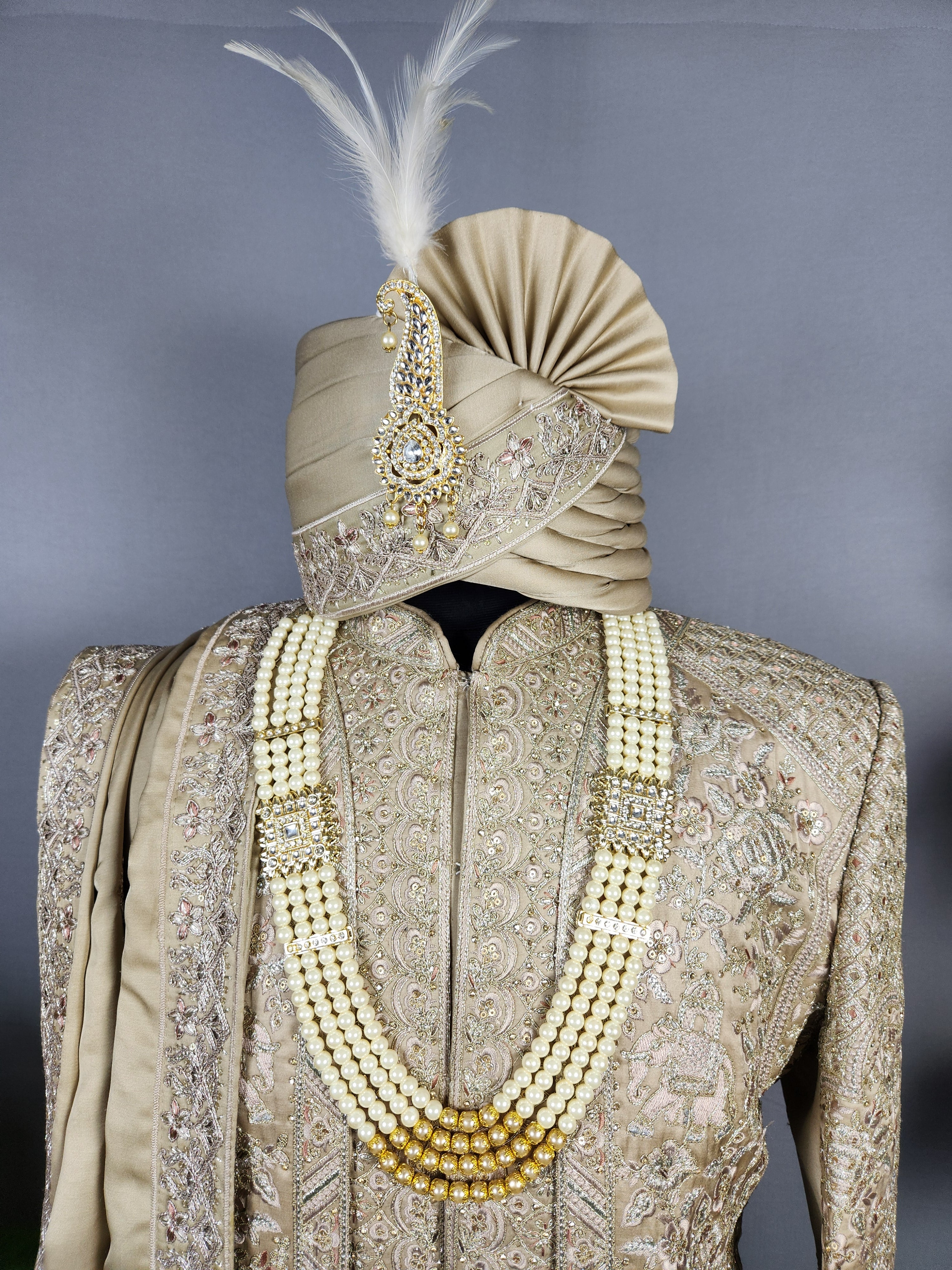 Copper Golden Sherwani for Groom Layer Design -   Indian Wedding Outfit for Men