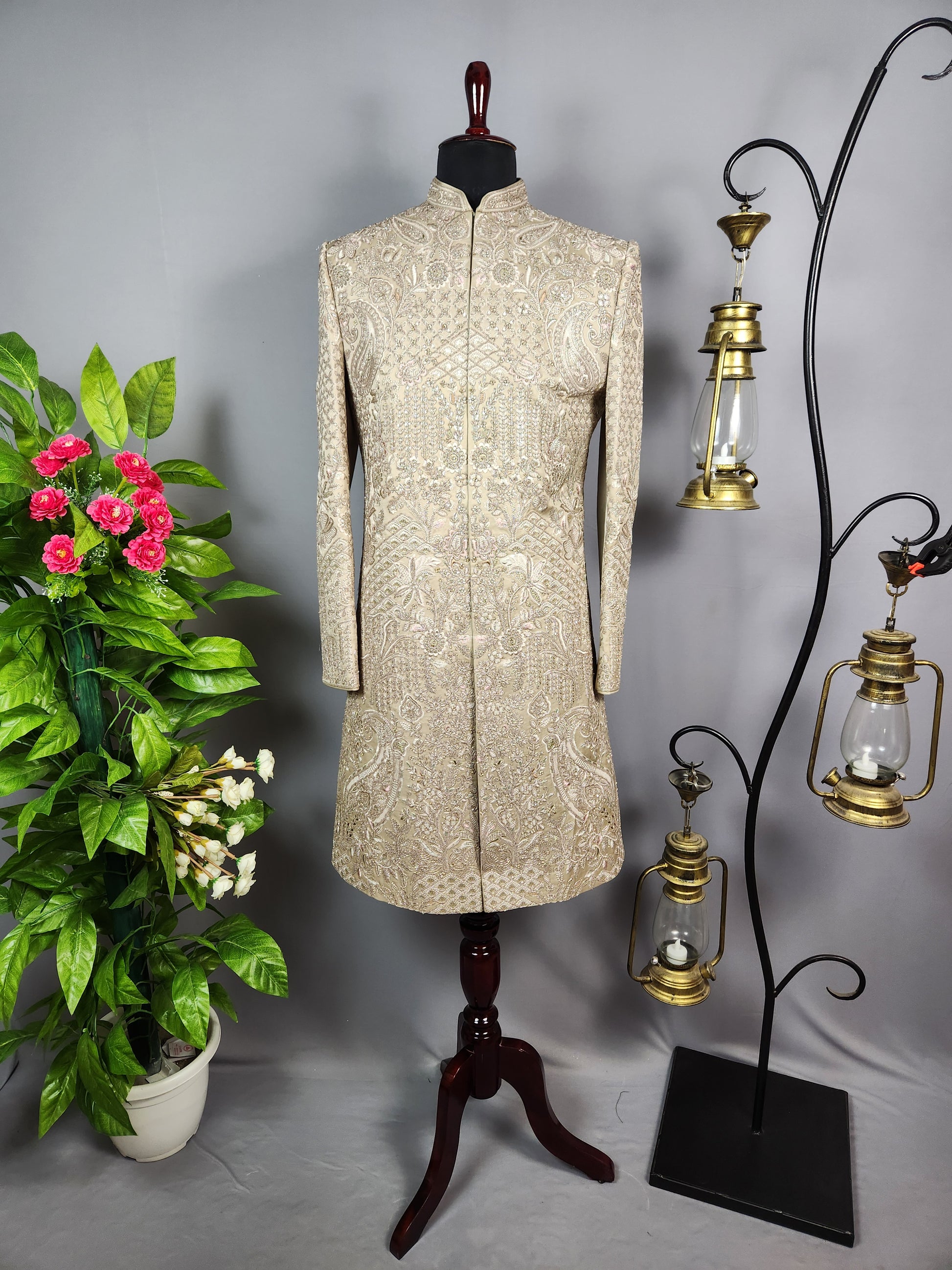 Copper Golden Sherwani for Groom  -   Indian Wedding Outfit for Men