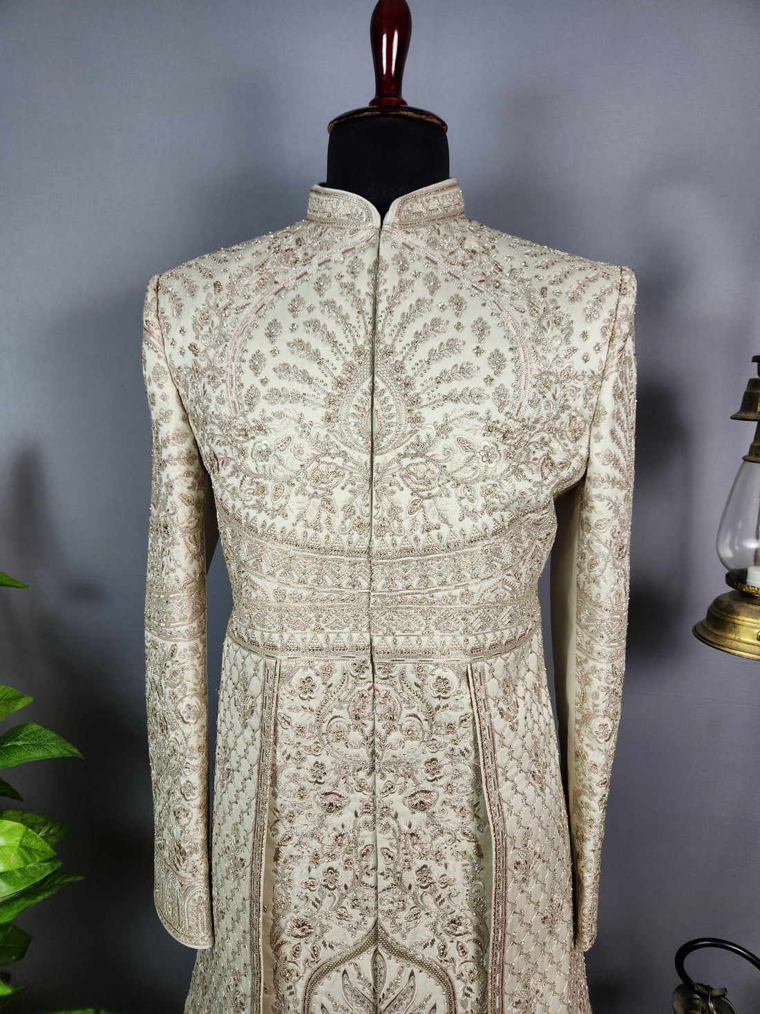 Light Golden Sherwani for Groom  -   Indian Wedding Outfit for Men