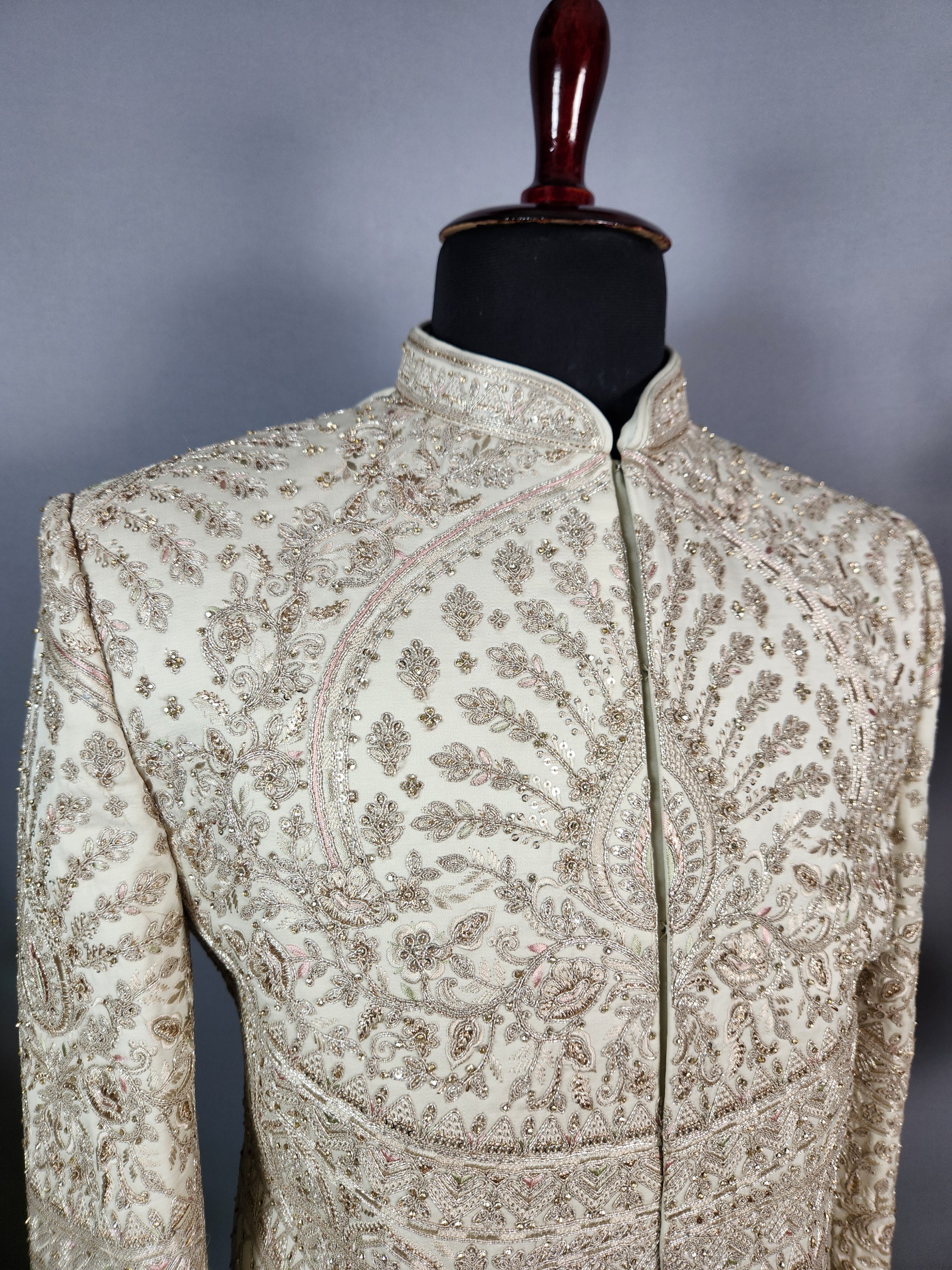 Light Golden Sherwani for Groom  -   Indian Wedding Outfit for Men