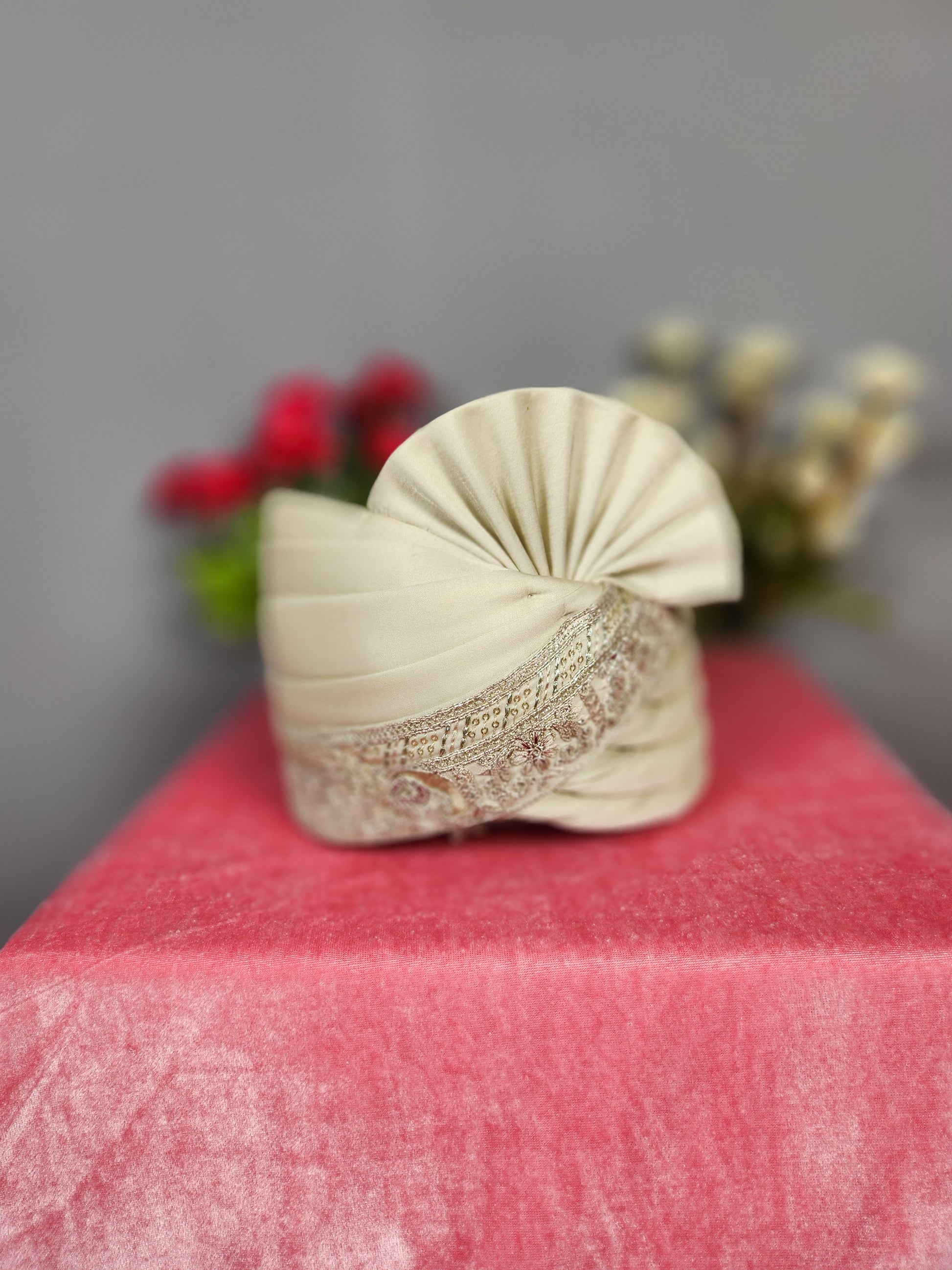 Golden Peacock Design Groom Turban Safa
