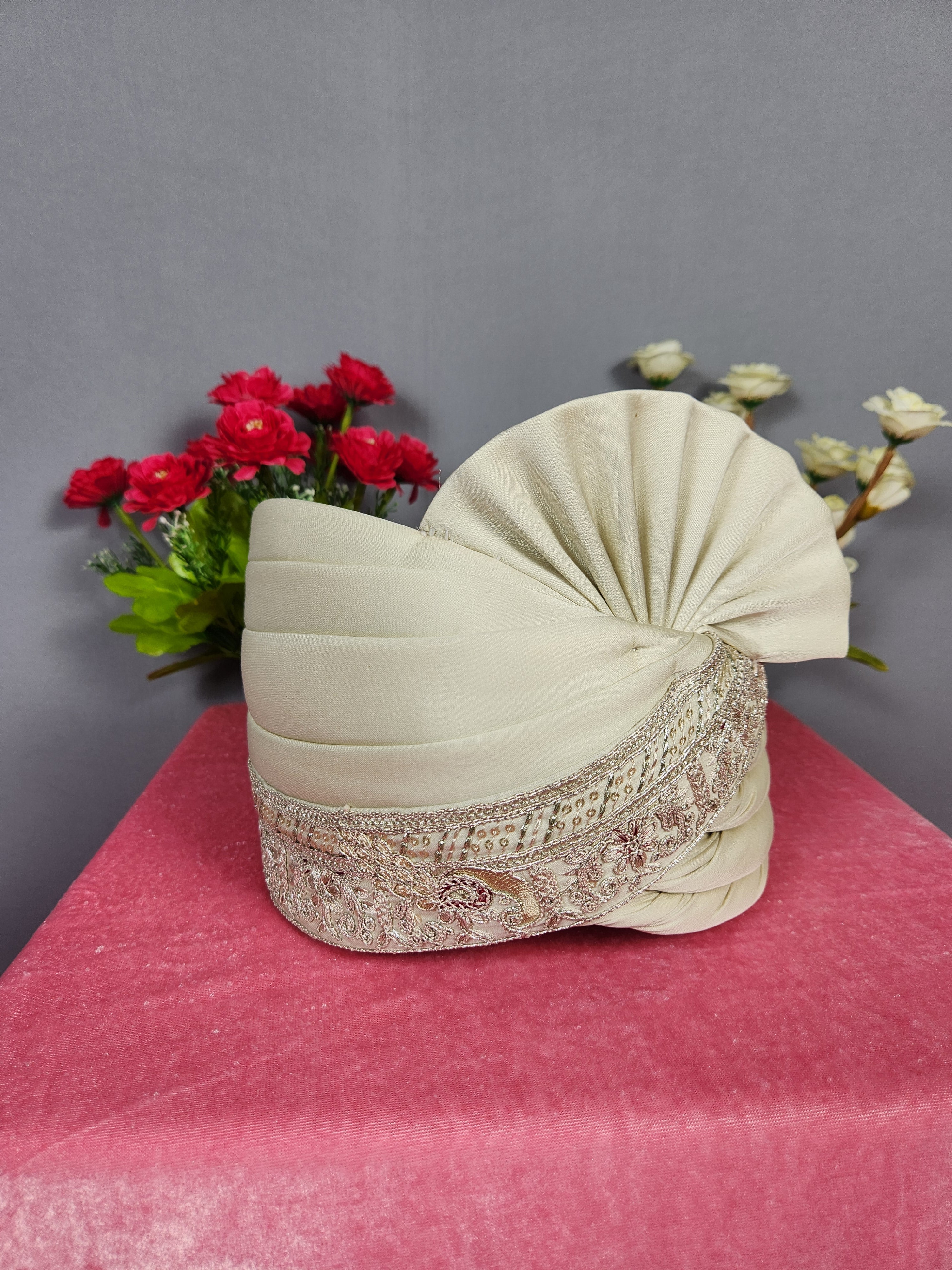 Golden Peacock Design Groom Turban Safa